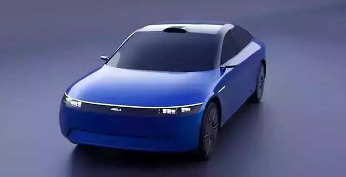 Sleek Blue Electric Sedan 3D model 4
