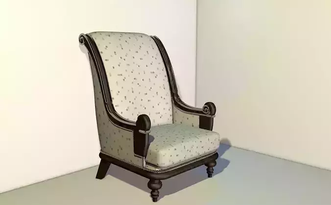 Fanback armchait  woth wooden elements 