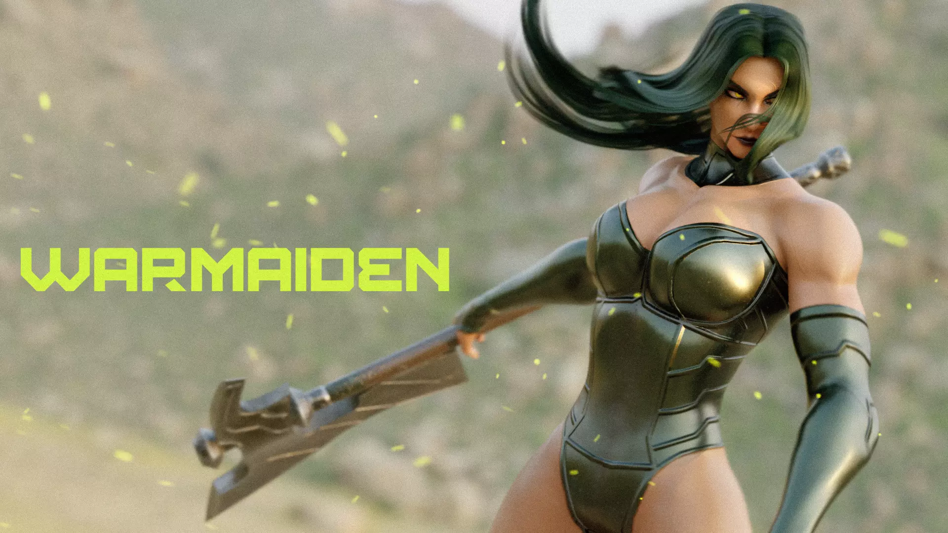 Female Superhero Game Character - Warmaiden Low-poly 3D model_6