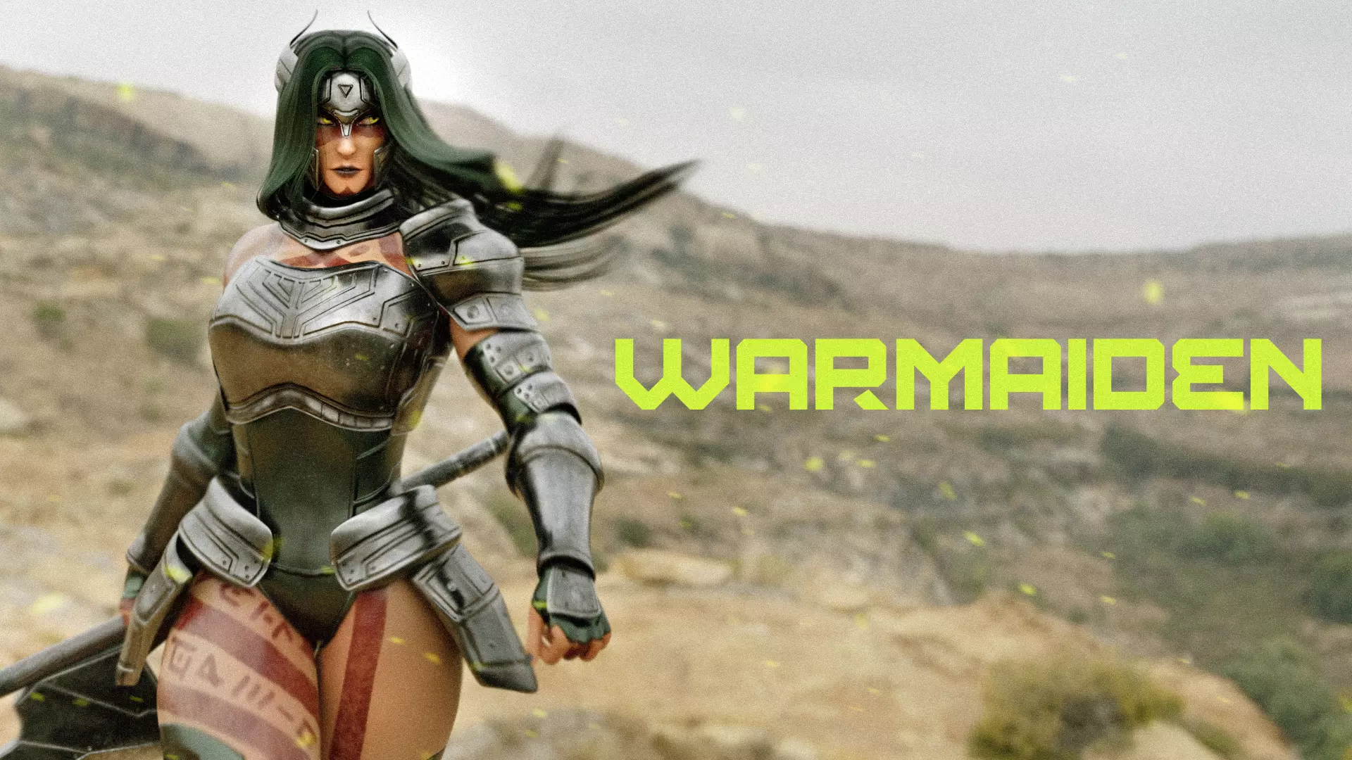 Female Superhero Game Character - Warmaiden Low-poly 3D model_3