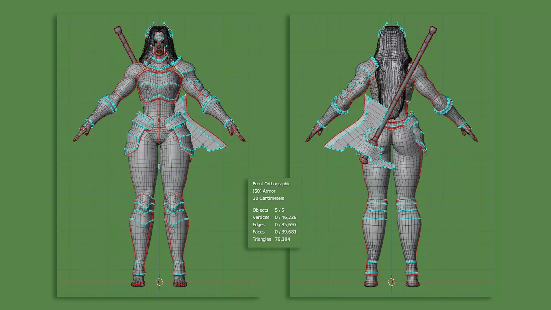Female Superhero Game Character - Warmaiden Low-poly 3D model_24