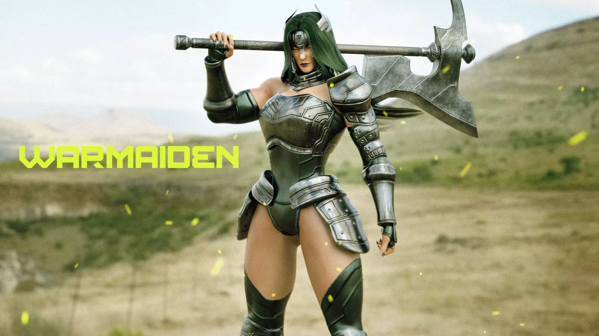Female Superhero Game Character - Warmaiden Low-poly 3D model_13