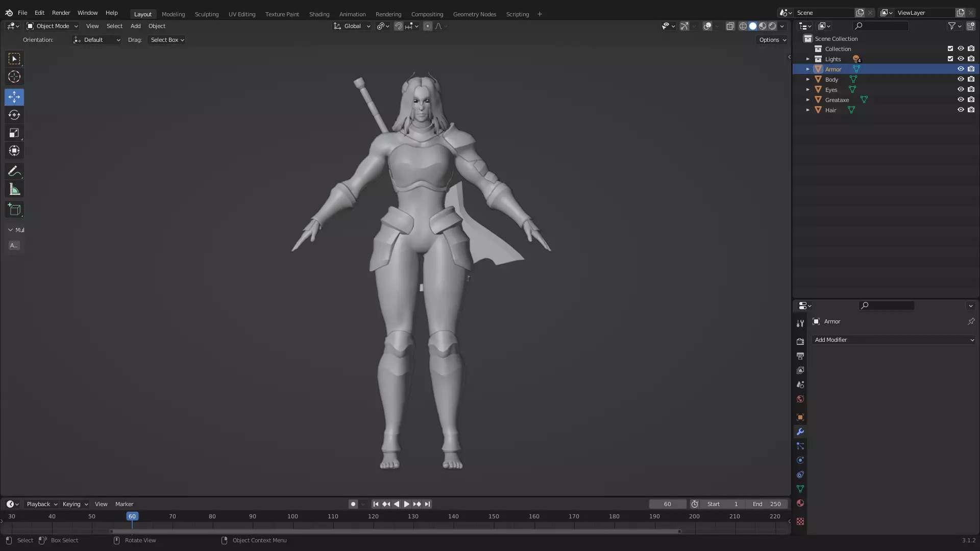 Female Superhero Game Character - Warmaiden Low-poly 3D model_23