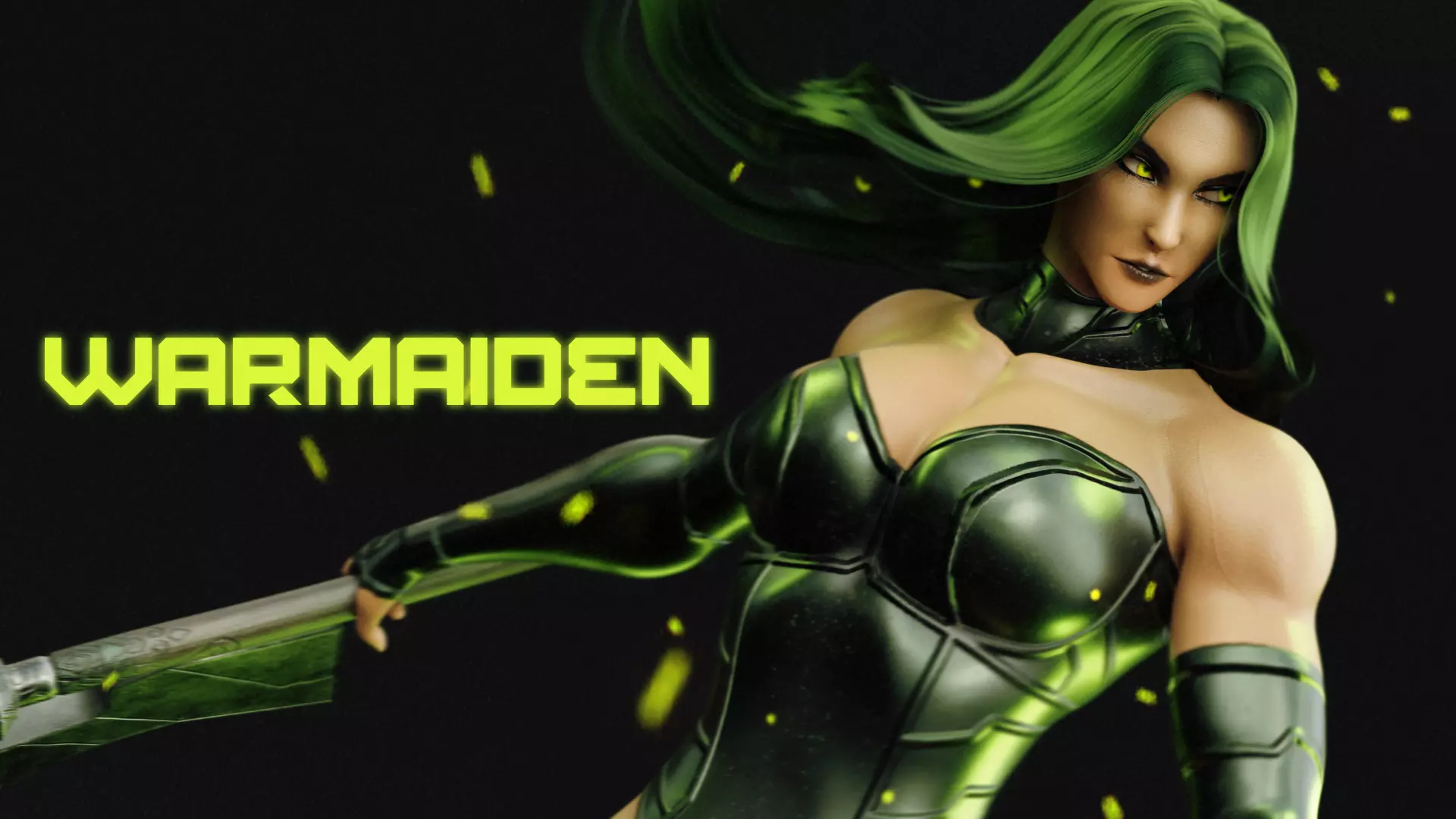 Female Superhero Game Character - Warmaiden Low-poly 3D model_10