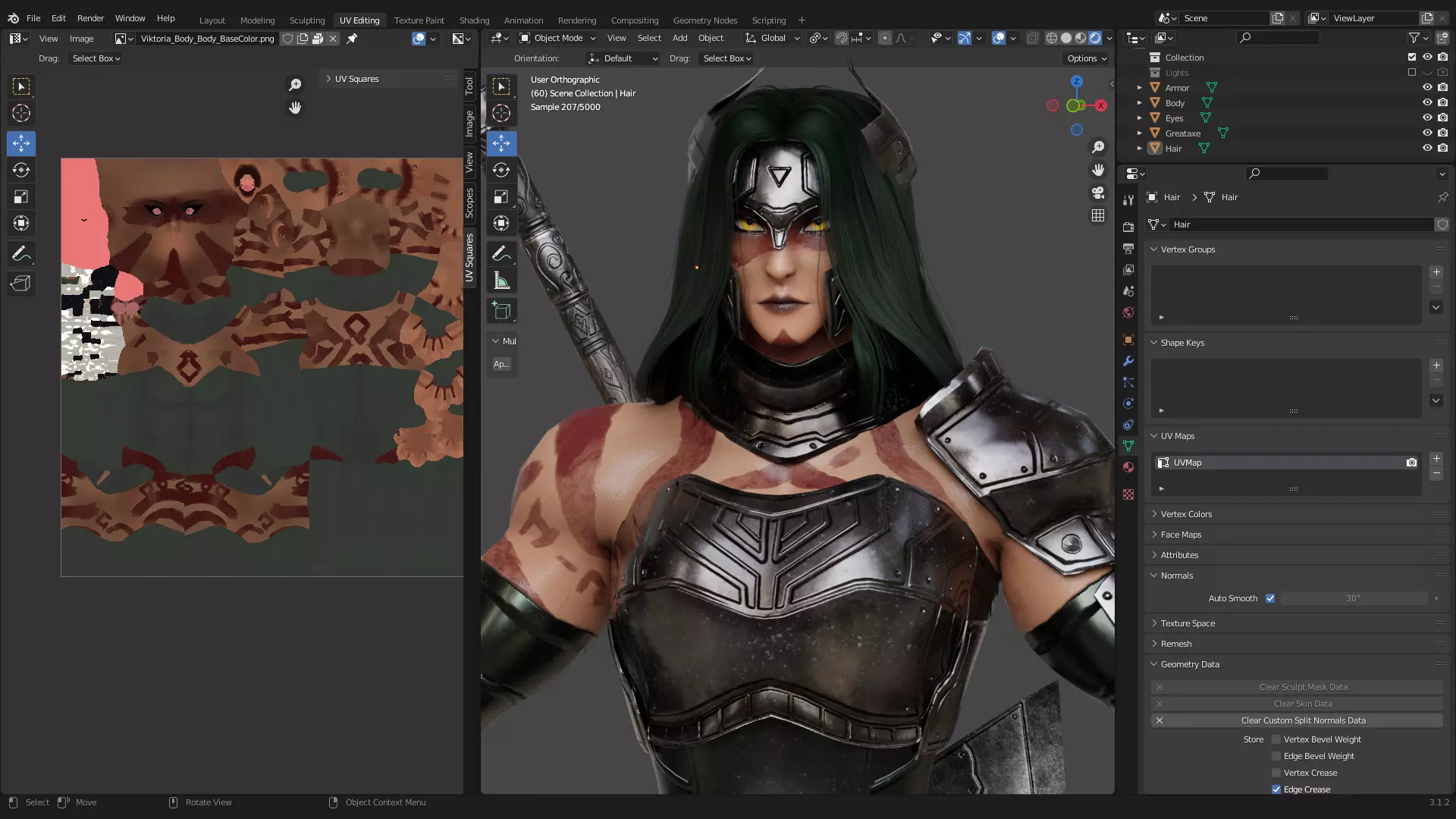 Female Superhero Game Character - Warmaiden Low-poly 3D model_25