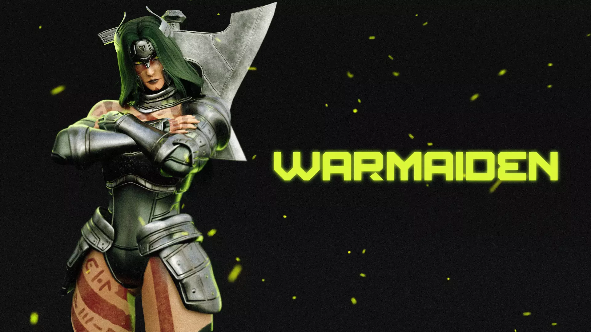 Female Superhero Game Character - Warmaiden Low-poly 3D model_1