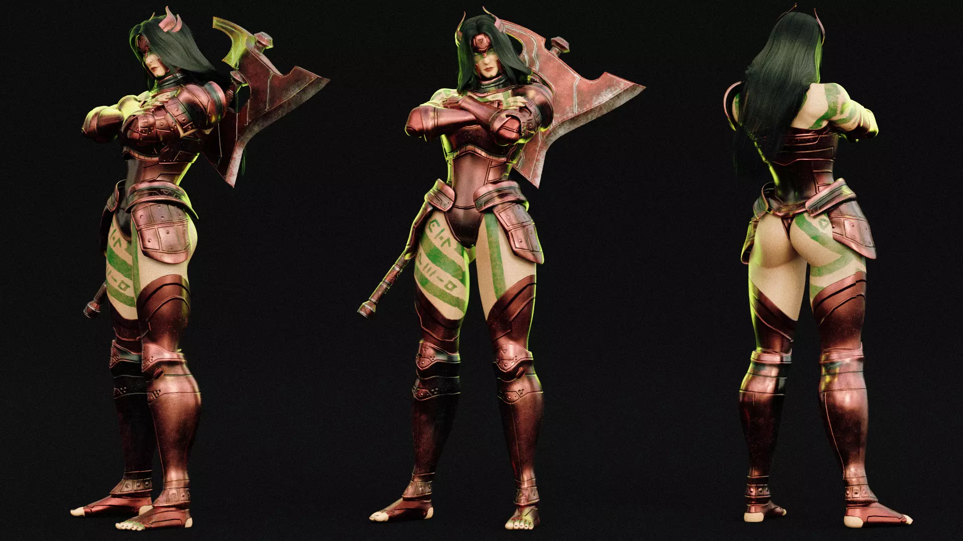 Female Superhero Game Character - Warmaiden Low-poly 3D model_17