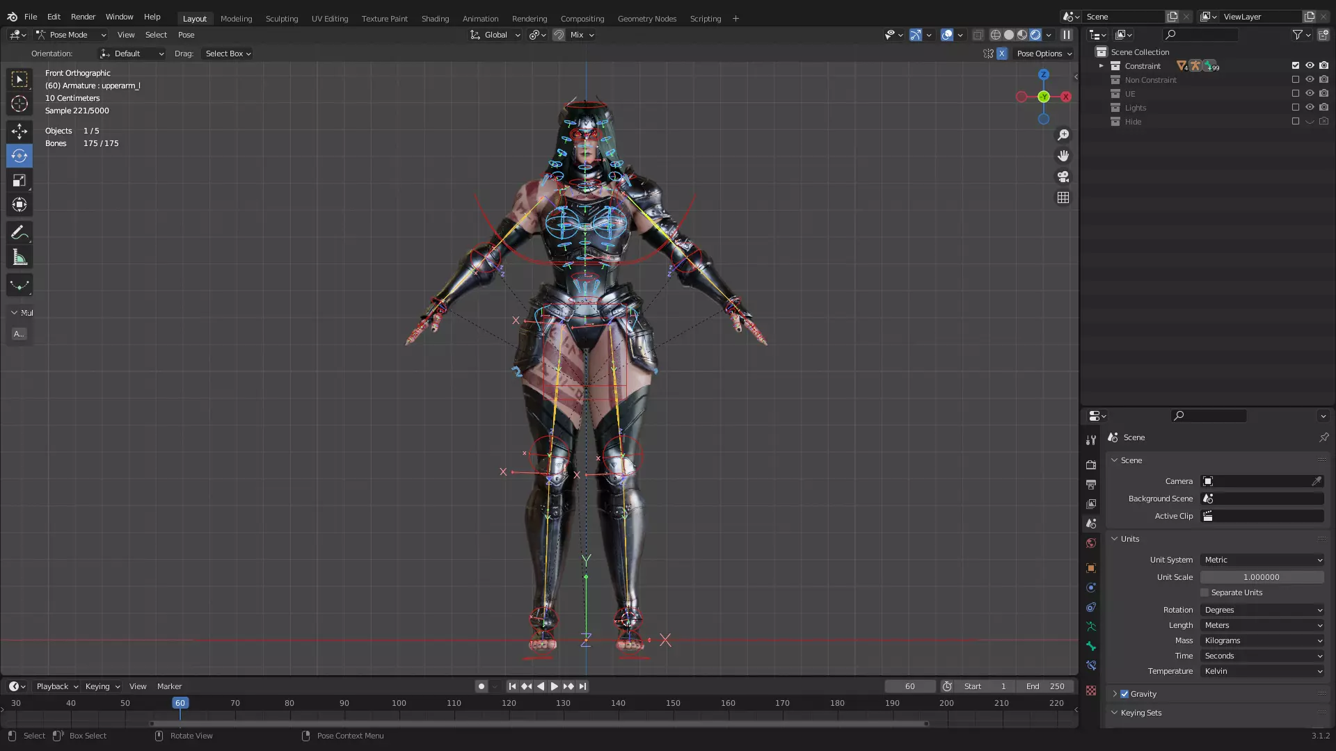 Female Superhero Game Character - Warmaiden Low-poly 3D model_28
