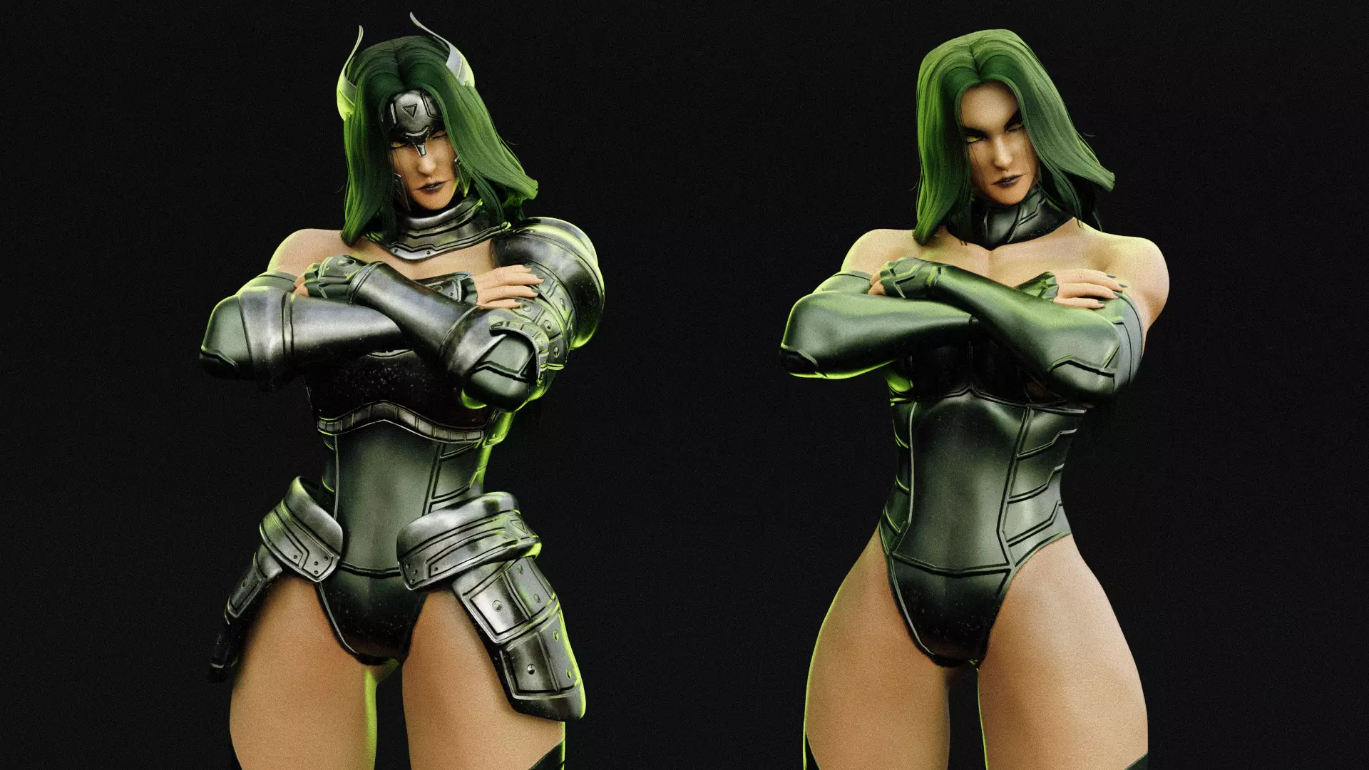 Female Superhero Game Character - Warmaiden Low-poly 3D model_12