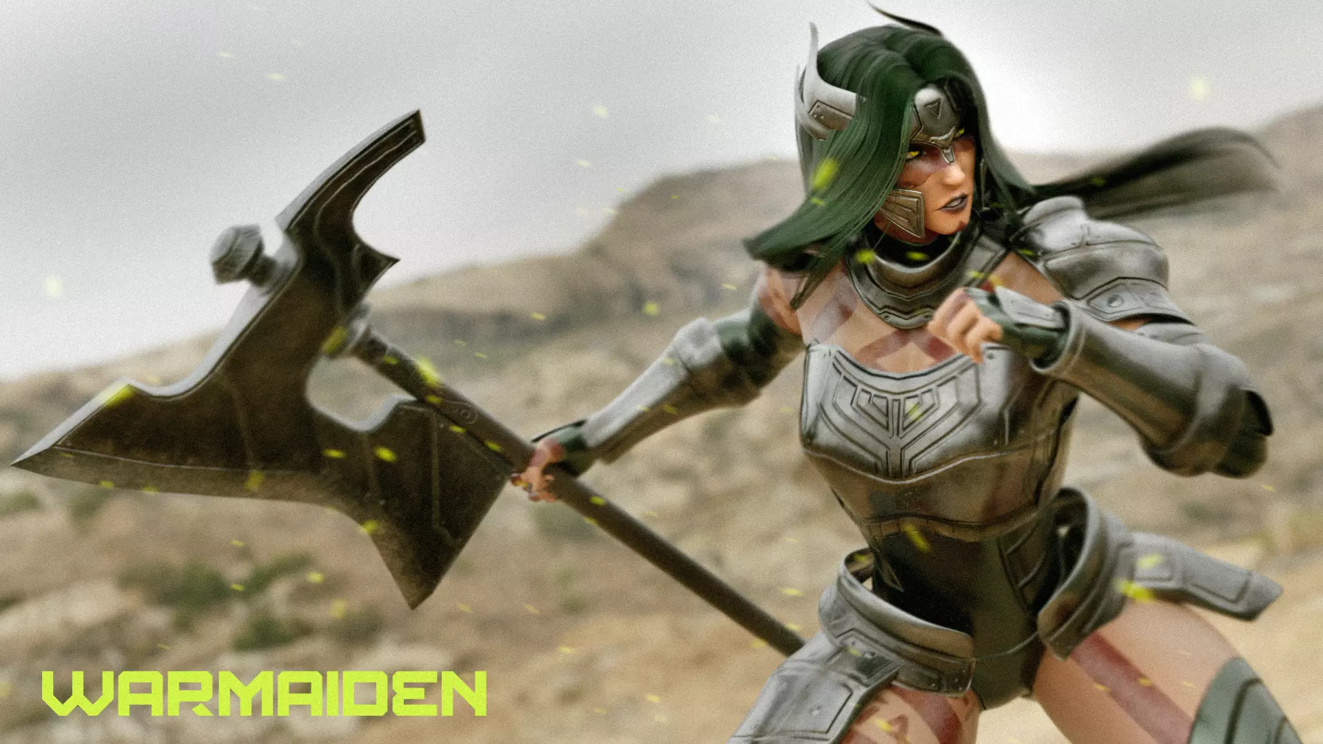 Female Superhero Game Character - Warmaiden Low-poly 3D model_5