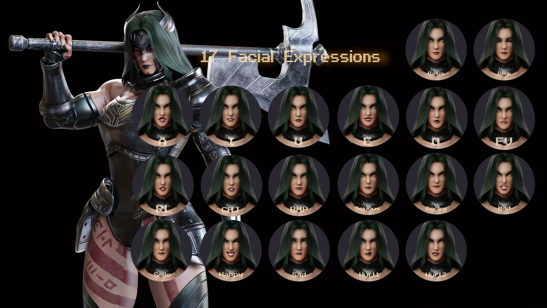 Female Superhero Game Character - Warmaiden Low-poly 3D model_19