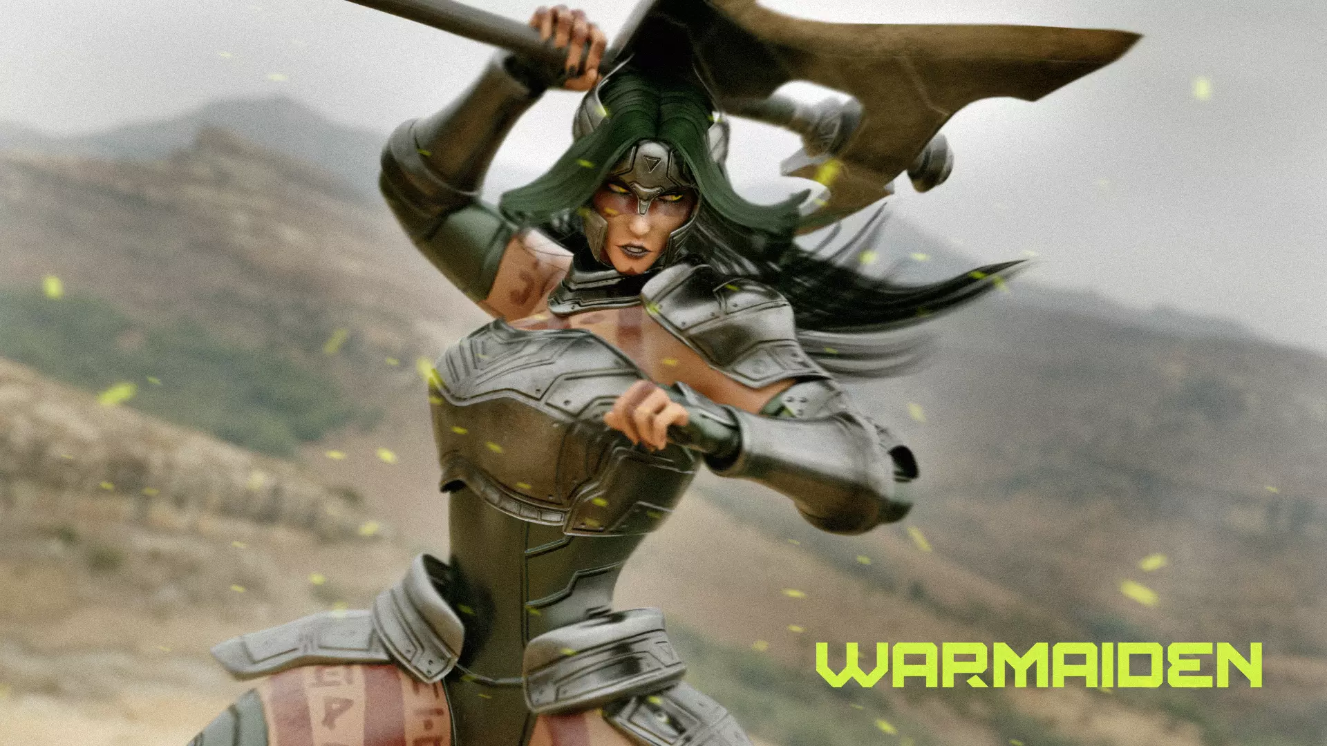 Female Superhero Game Character - Warmaiden Low-poly 3D model_4