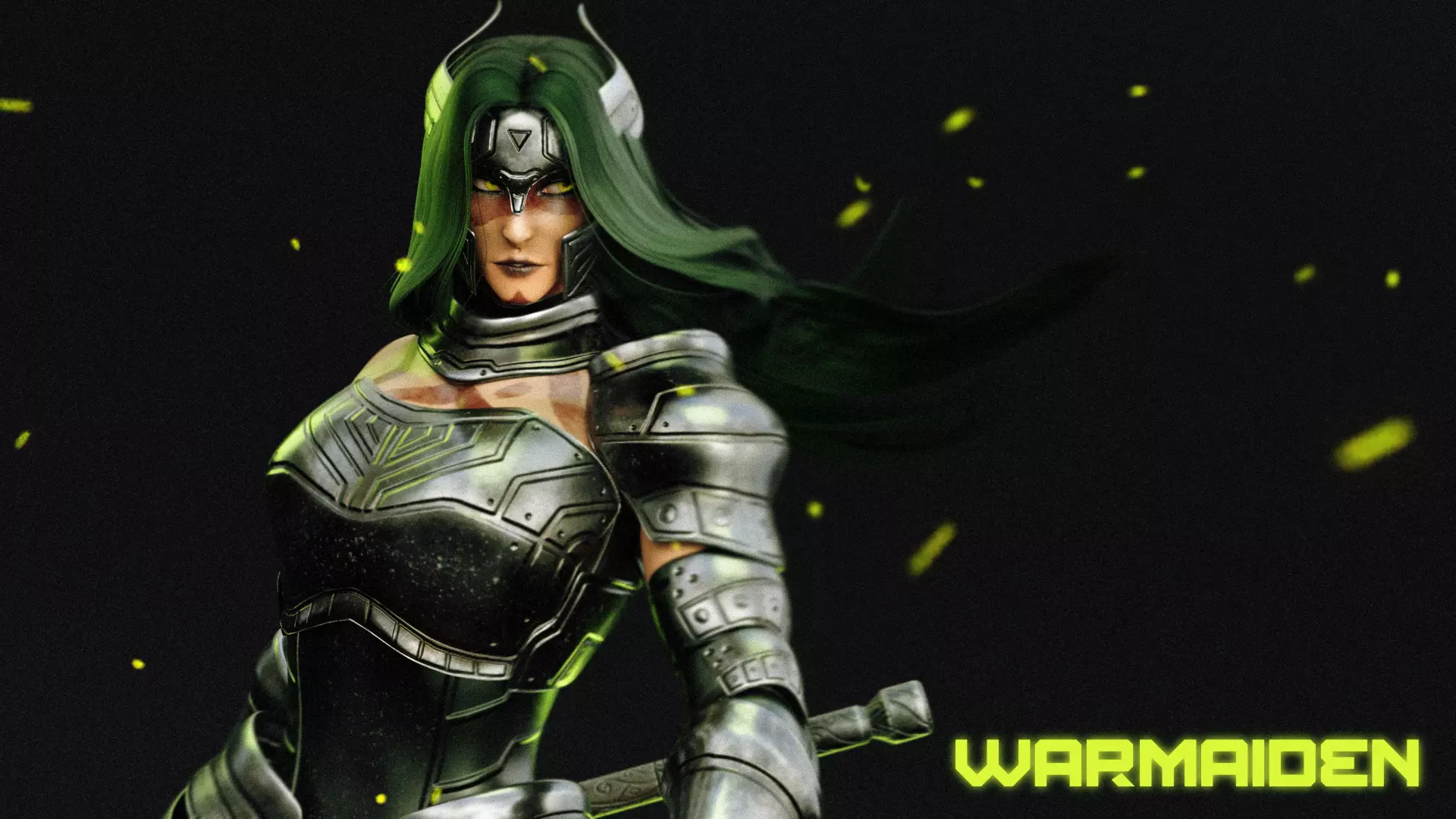 Female Superhero Game Character - Warmaiden Low-poly 3D model_9