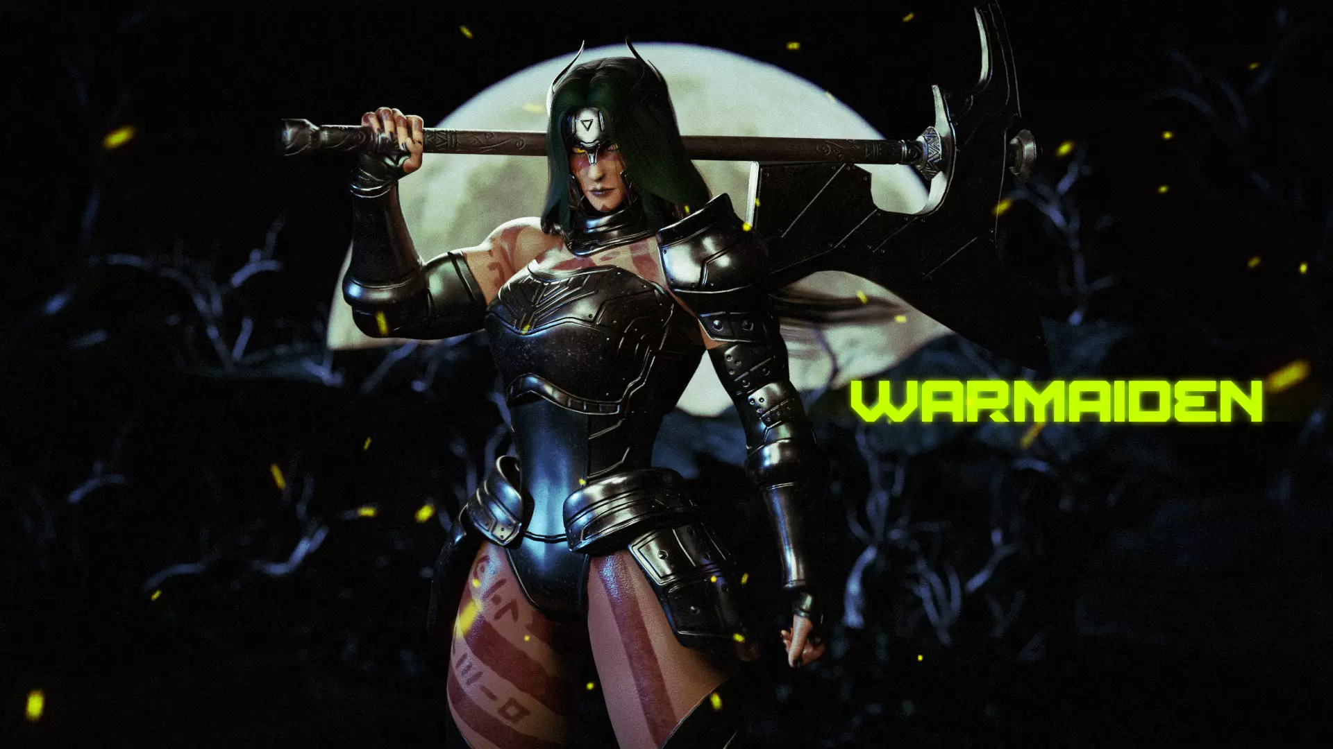 Female Superhero Game Character - Warmaiden Low-poly 3D model_2