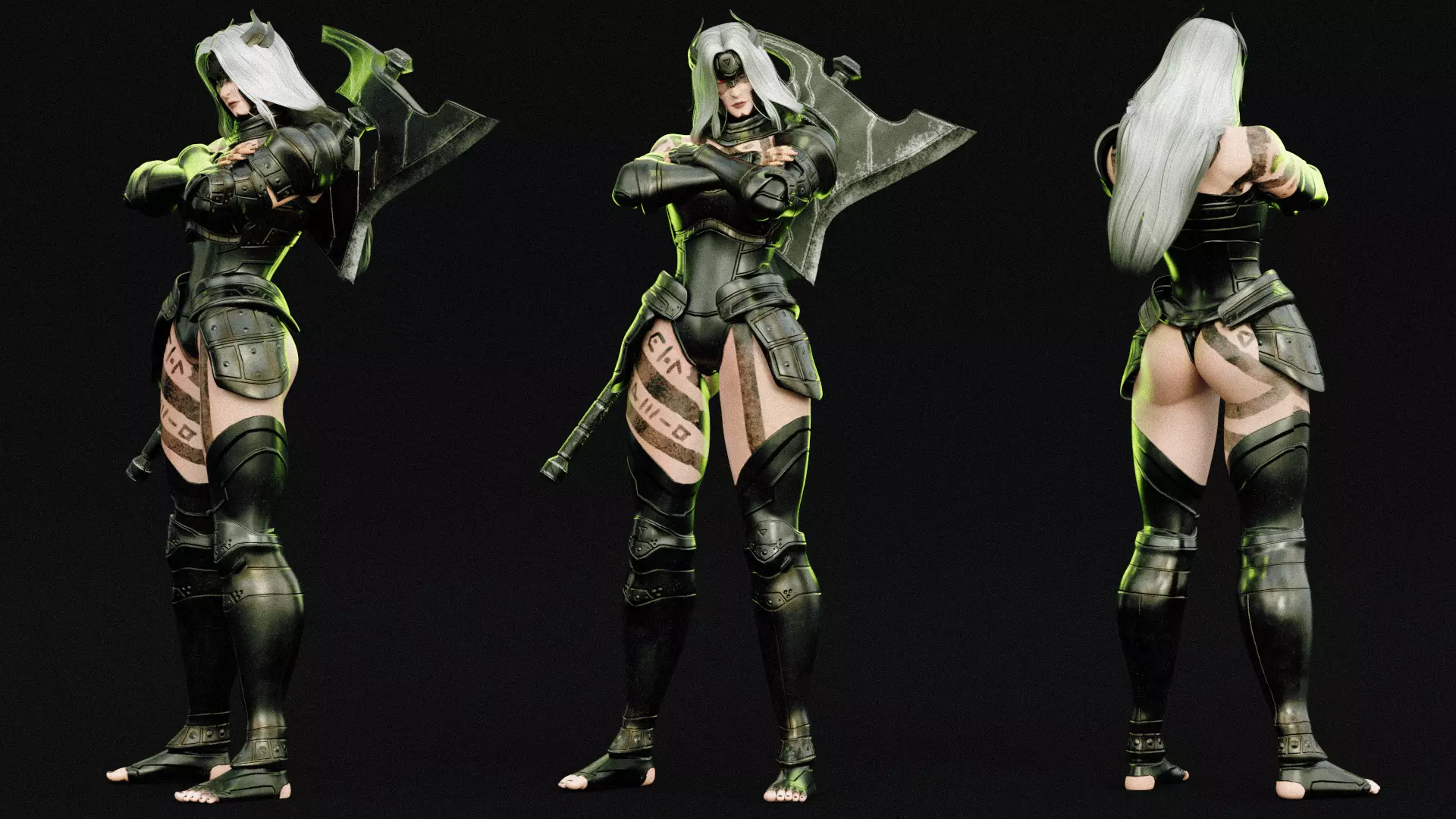 Female Superhero Game Character - Warmaiden Low-poly 3D model_18