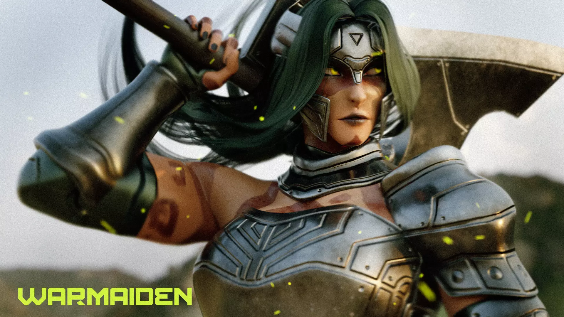 Female Superhero Game Character - Warmaiden Low-poly 3D model_8