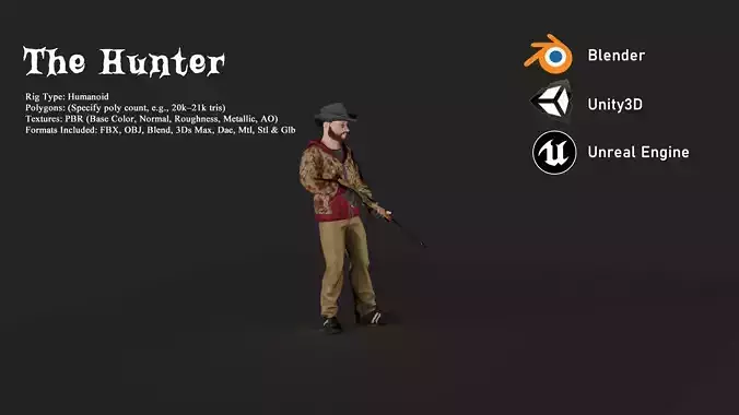 The Hunter Character Humanoid Rigged 3D Model 3D model