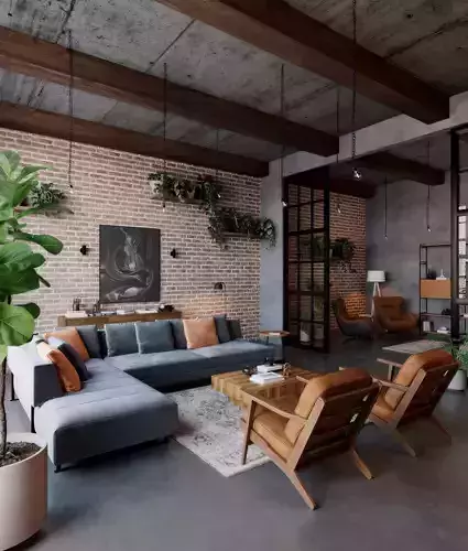Interior Living Room Scene 01 3D model 2