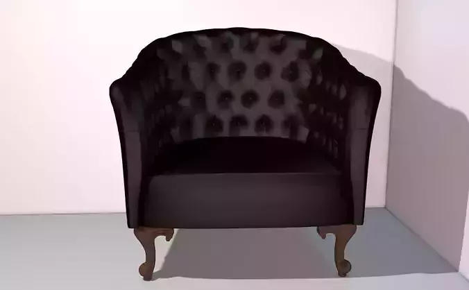 Bergere chair with brown leather cover