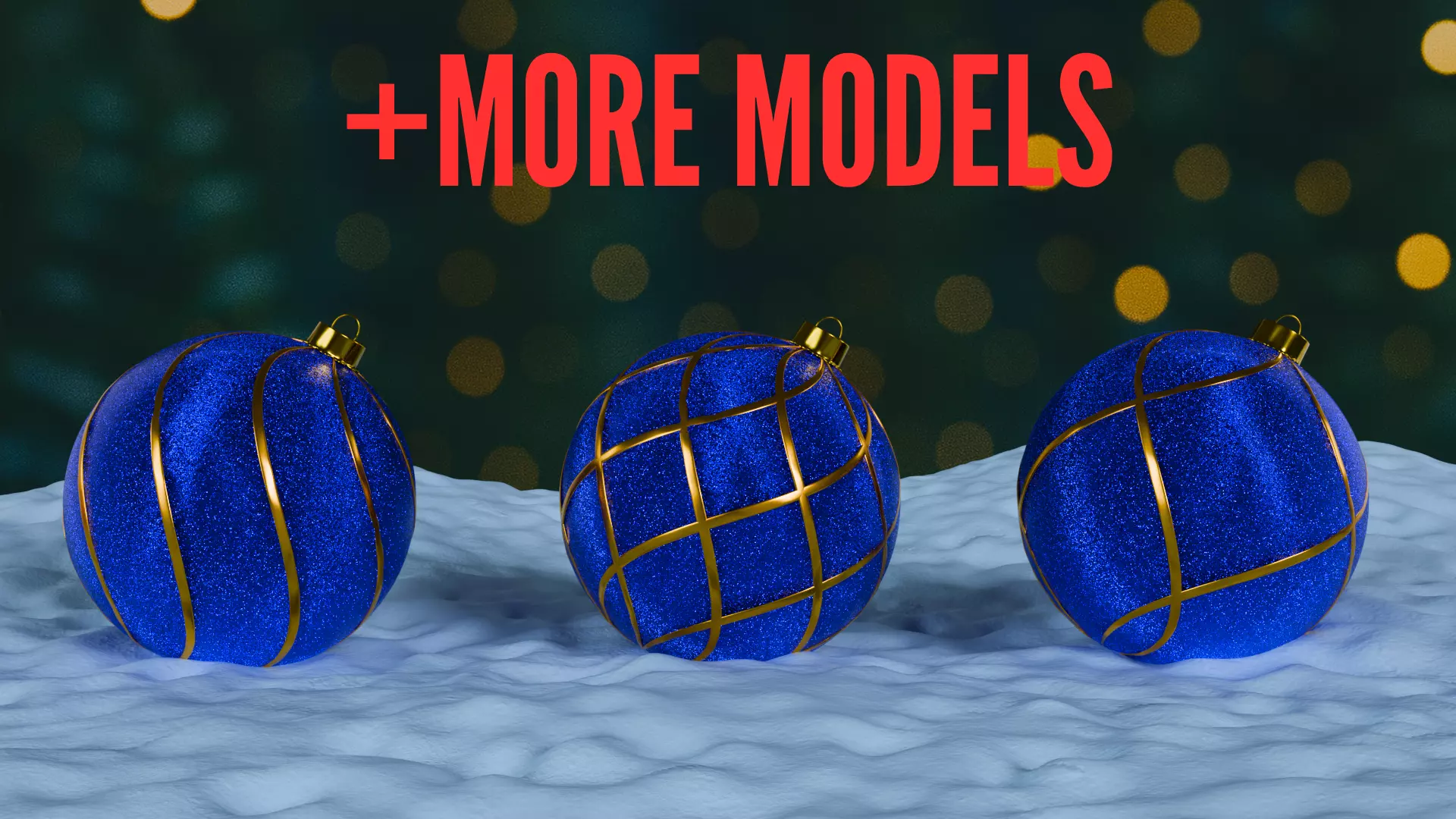 Christmas Ornaments Blue BLEND STL Low-poly 3D model_0