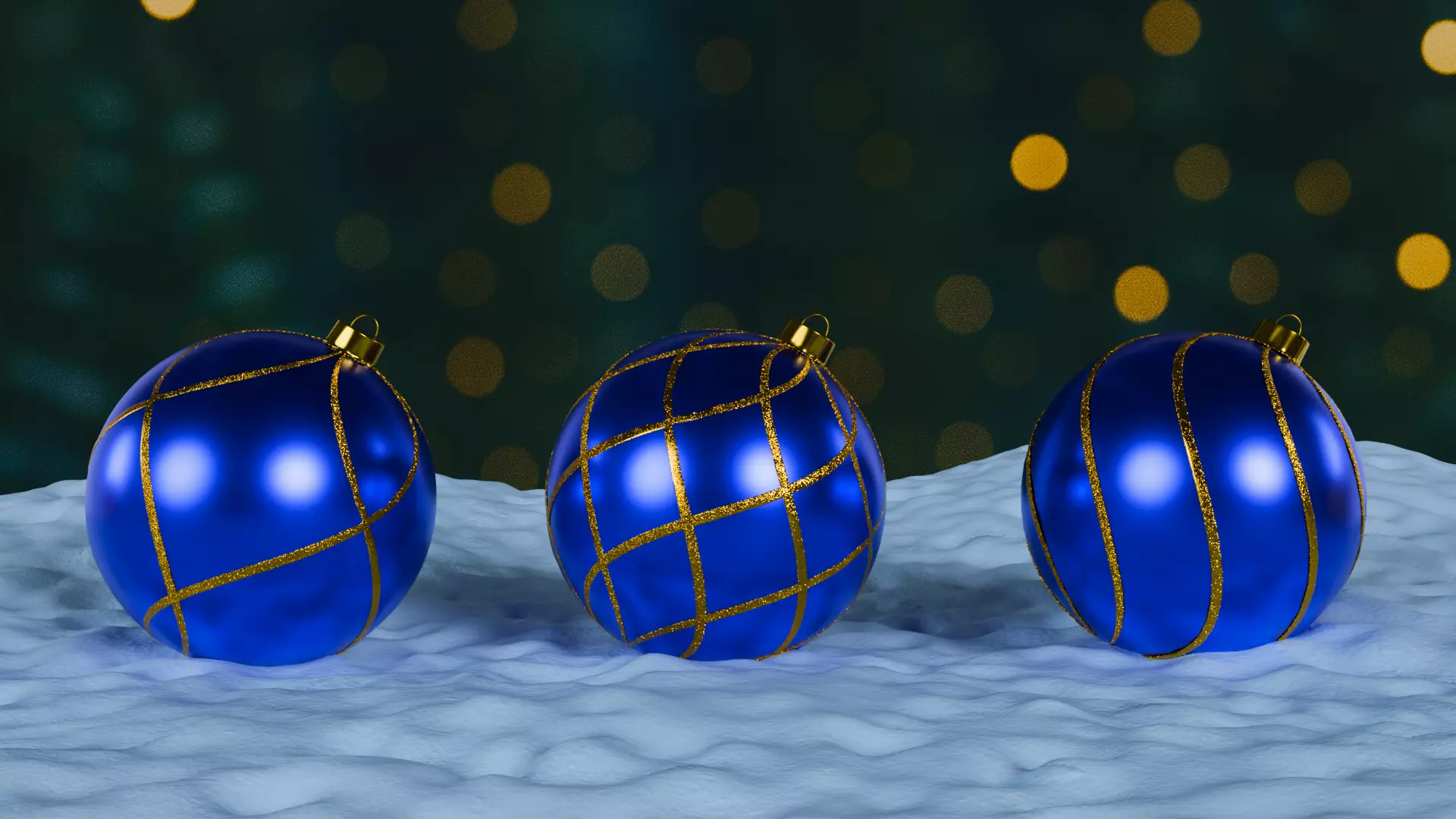 Christmas Ornaments Blue BLEND STL Low-poly 3D model_1