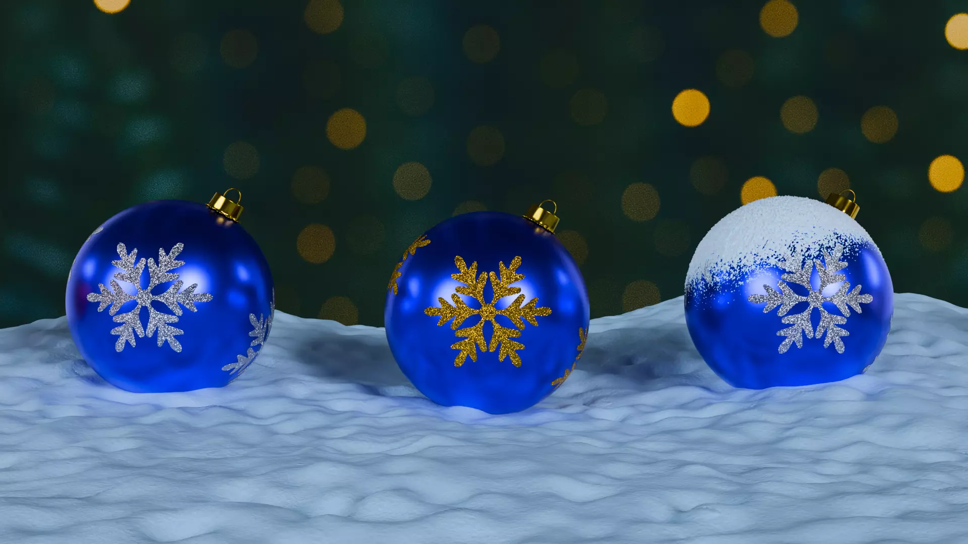 Christmas Ornaments Blue BLEND STL Low-poly 3D model_4
