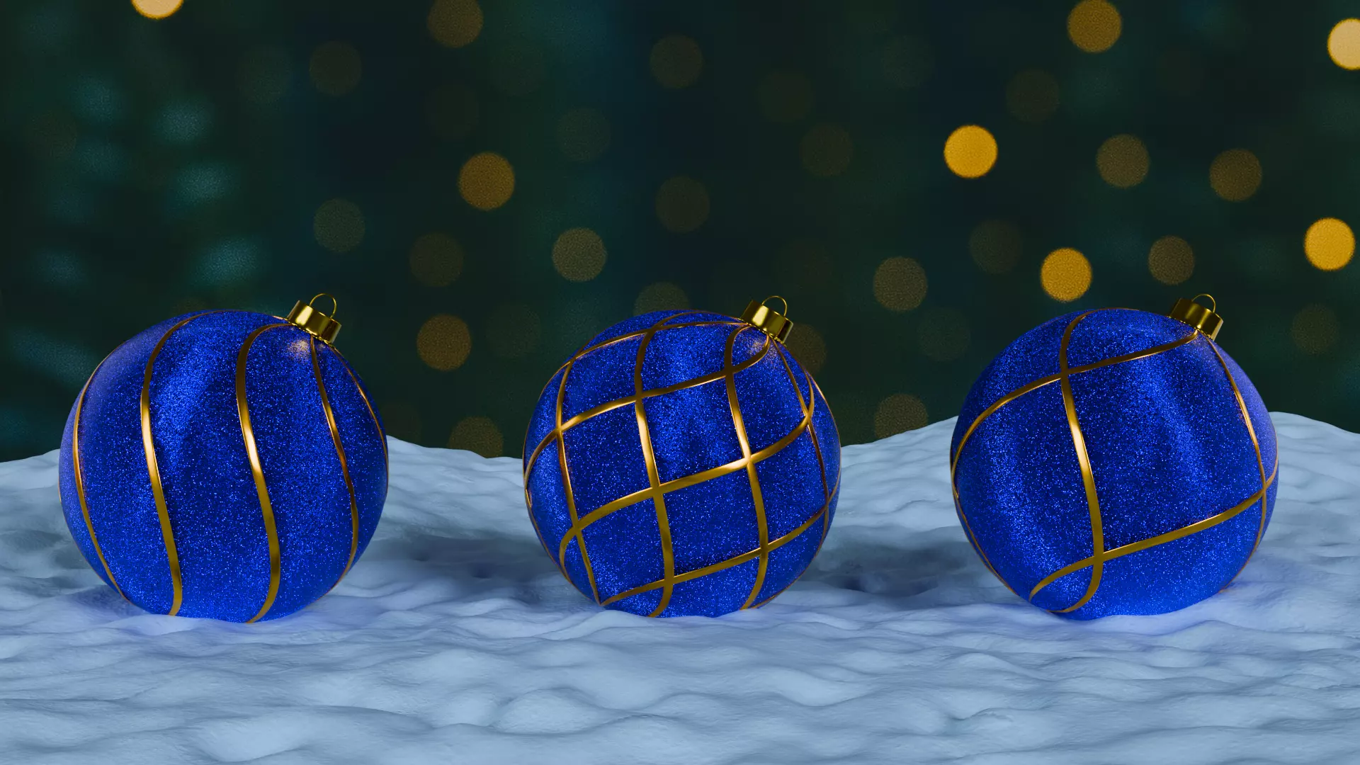 Christmas Ornaments Blue BLEND STL Low-poly 3D model_8