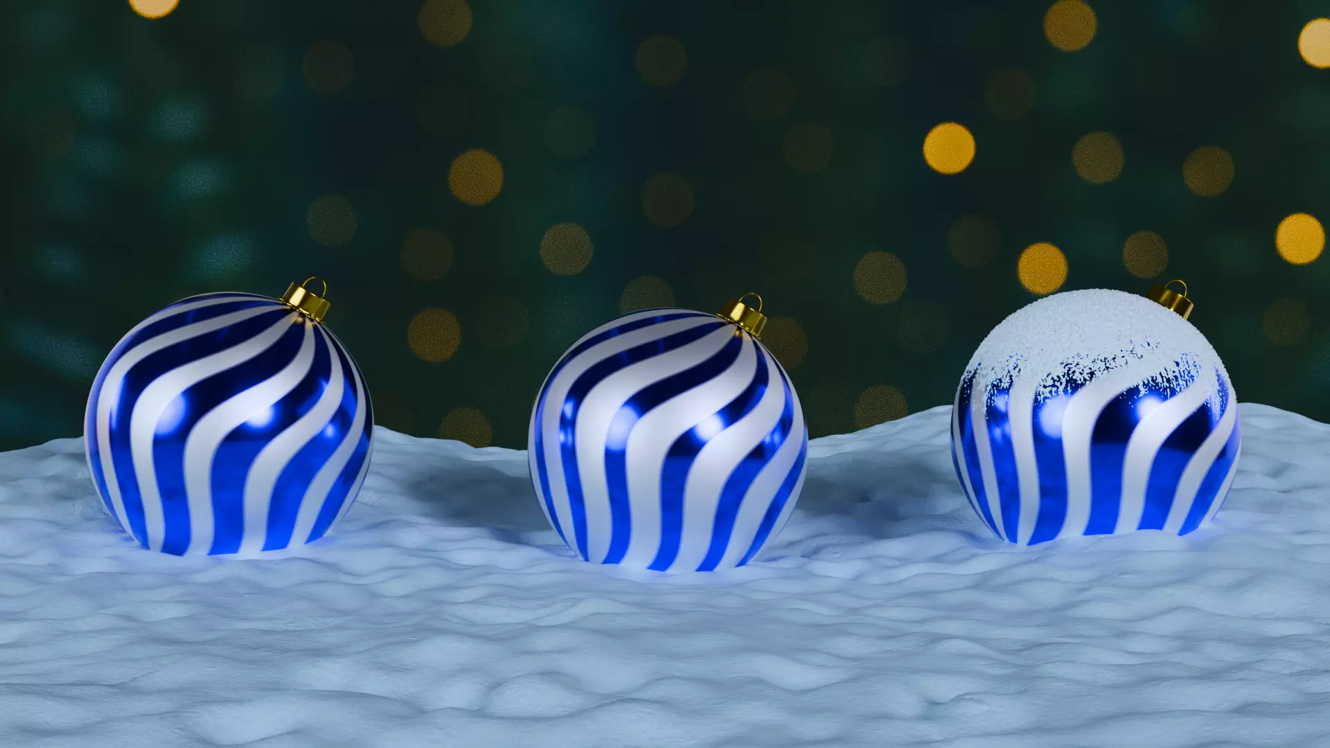 Christmas Ornaments Blue BLEND STL Low-poly 3D model_2