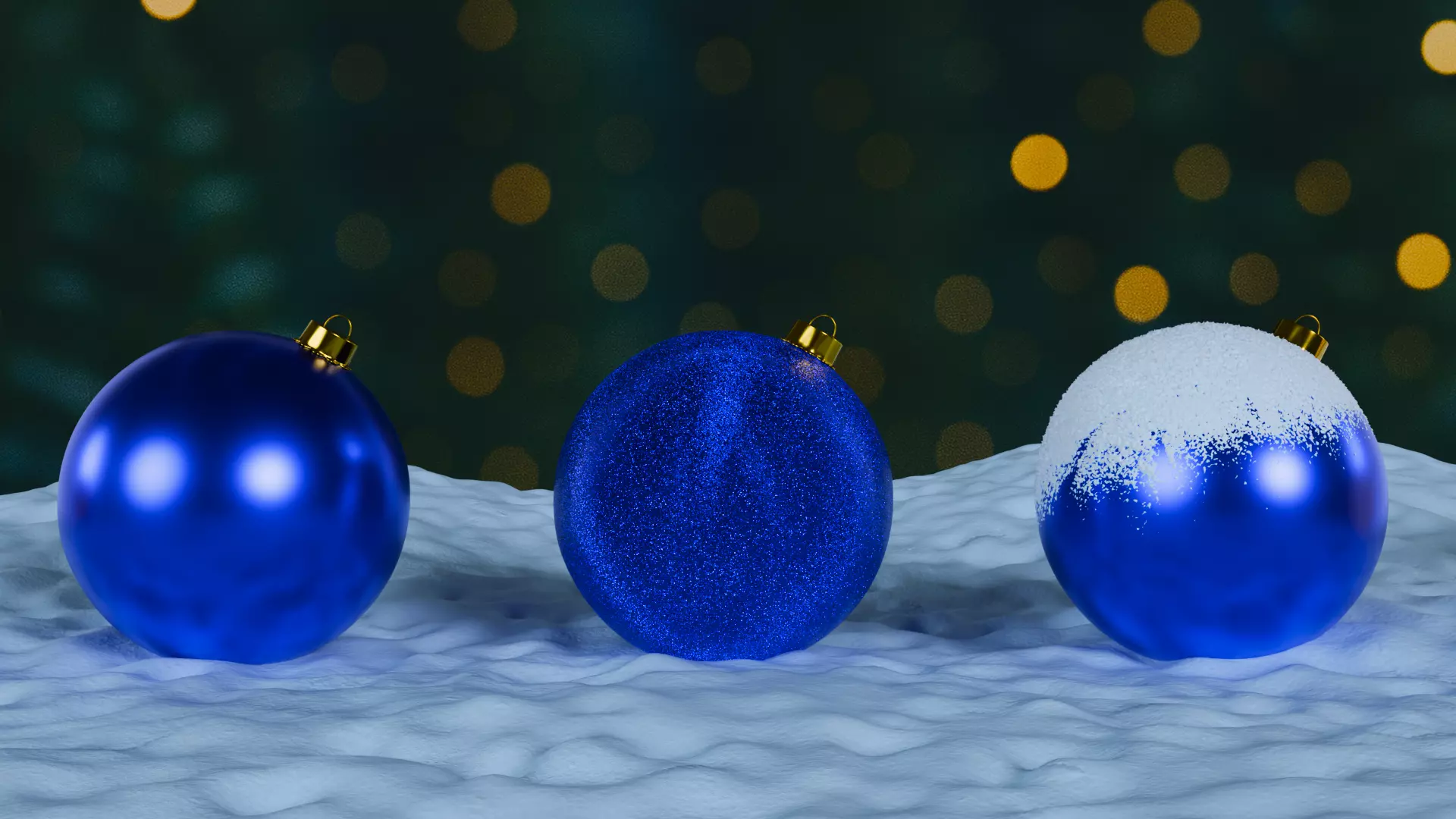 Christmas Ornaments Blue BLEND STL Low-poly 3D model_5