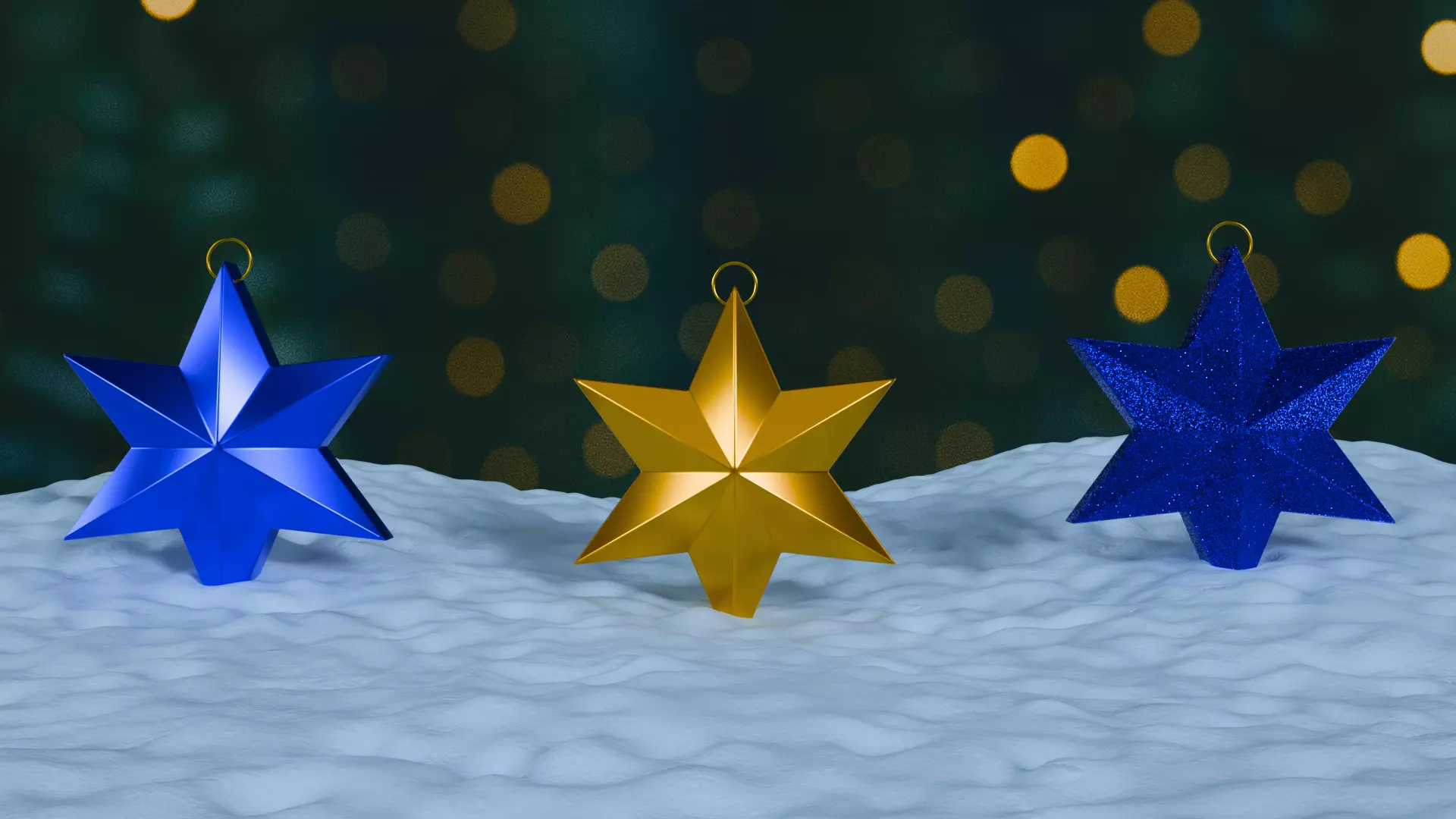 Christmas Ornaments Blue BLEND STL Low-poly 3D model_7