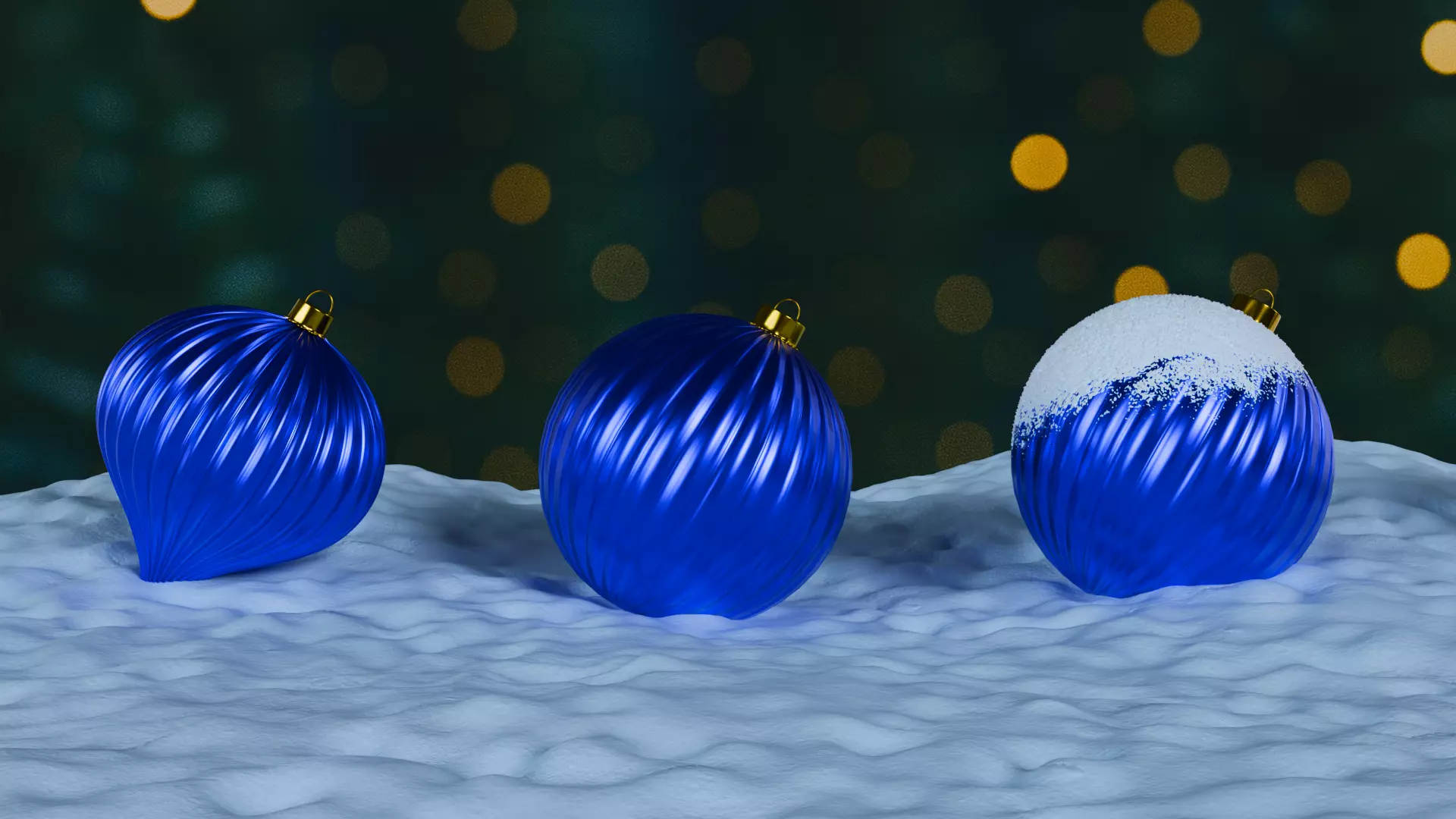 Christmas Ornaments Blue BLEND STL Low-poly 3D model_3