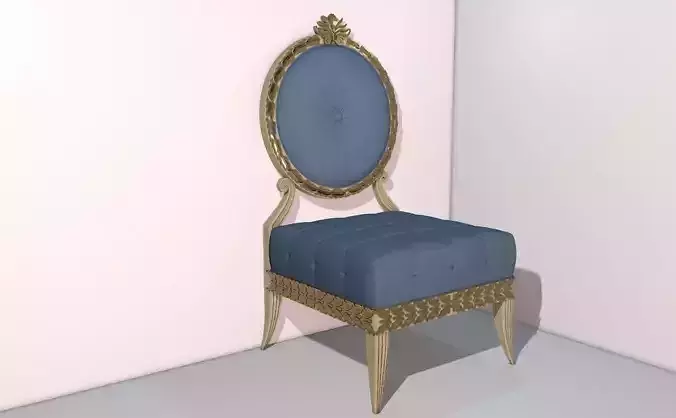 Art deco chair with blue fabric cover  3D model