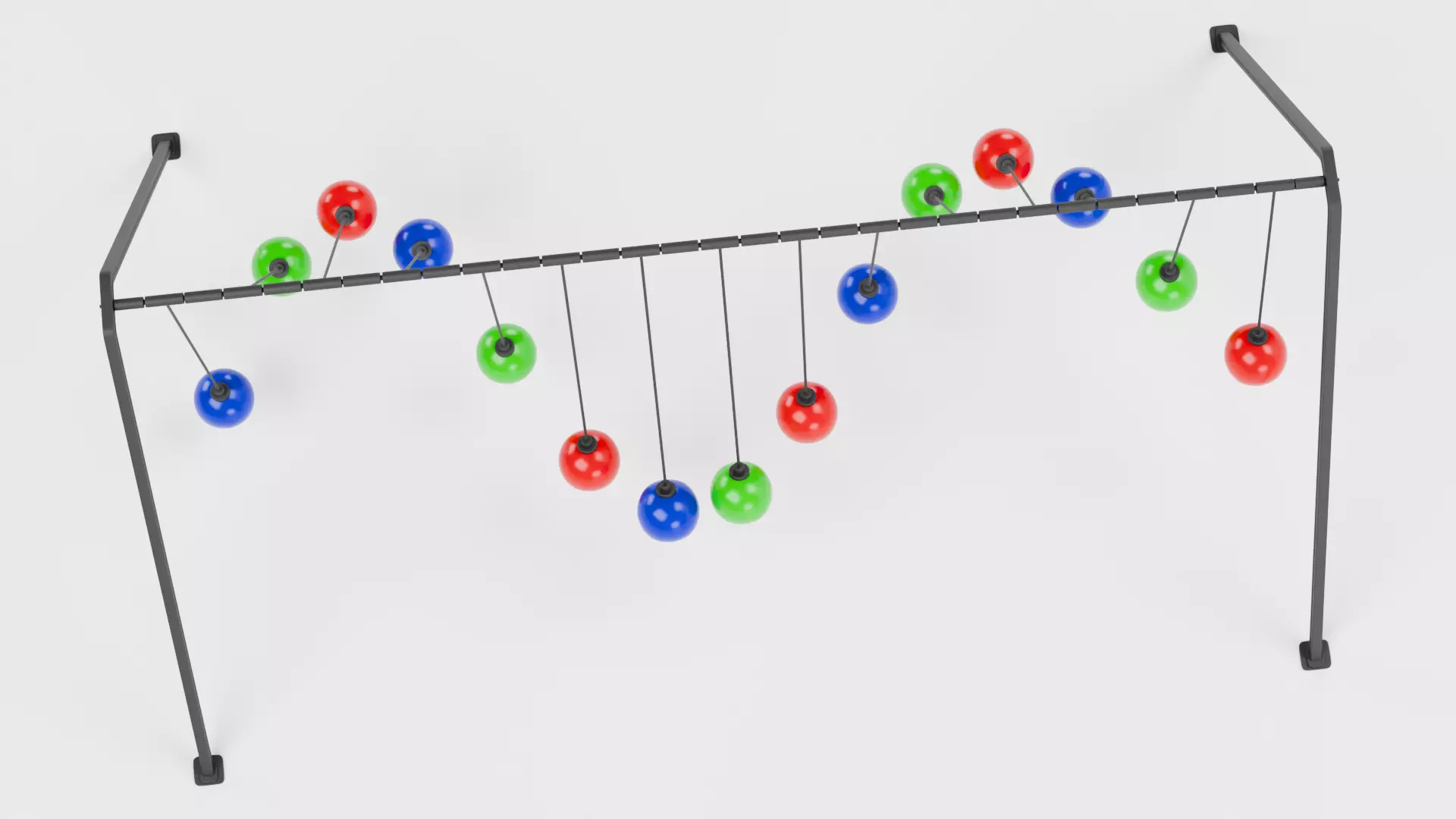 15-Ball Pendulum Waves Animated  Low-poly 3D model_7