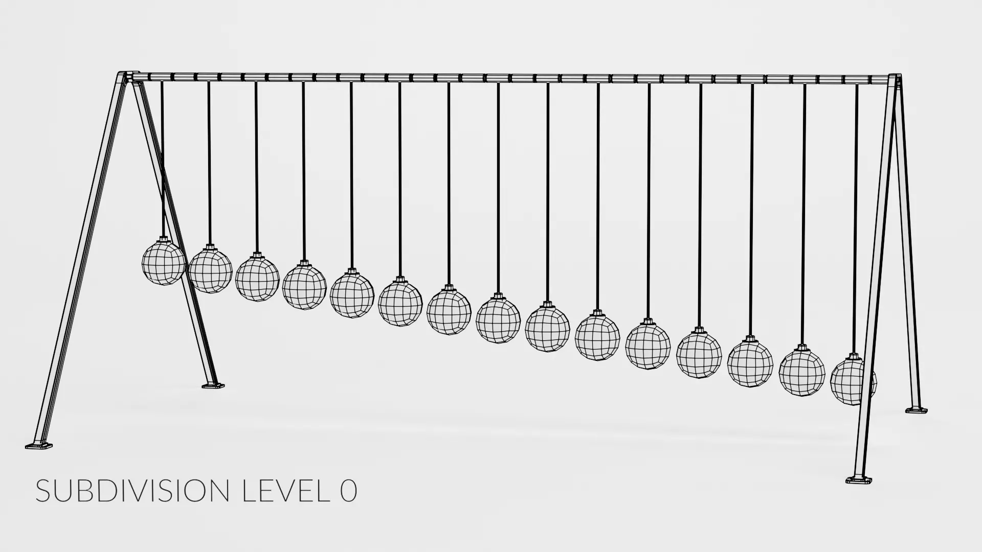 15-Ball Pendulum Waves Animated  Low-poly 3D model_9