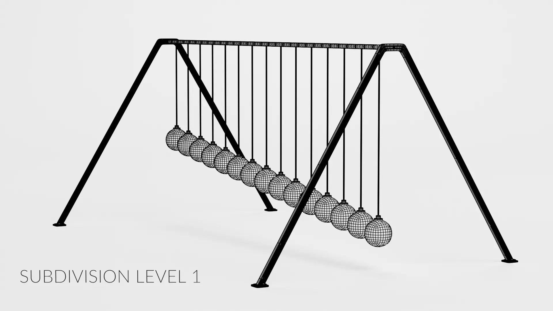 15-Ball Pendulum Waves Animated  Low-poly 3D model_12