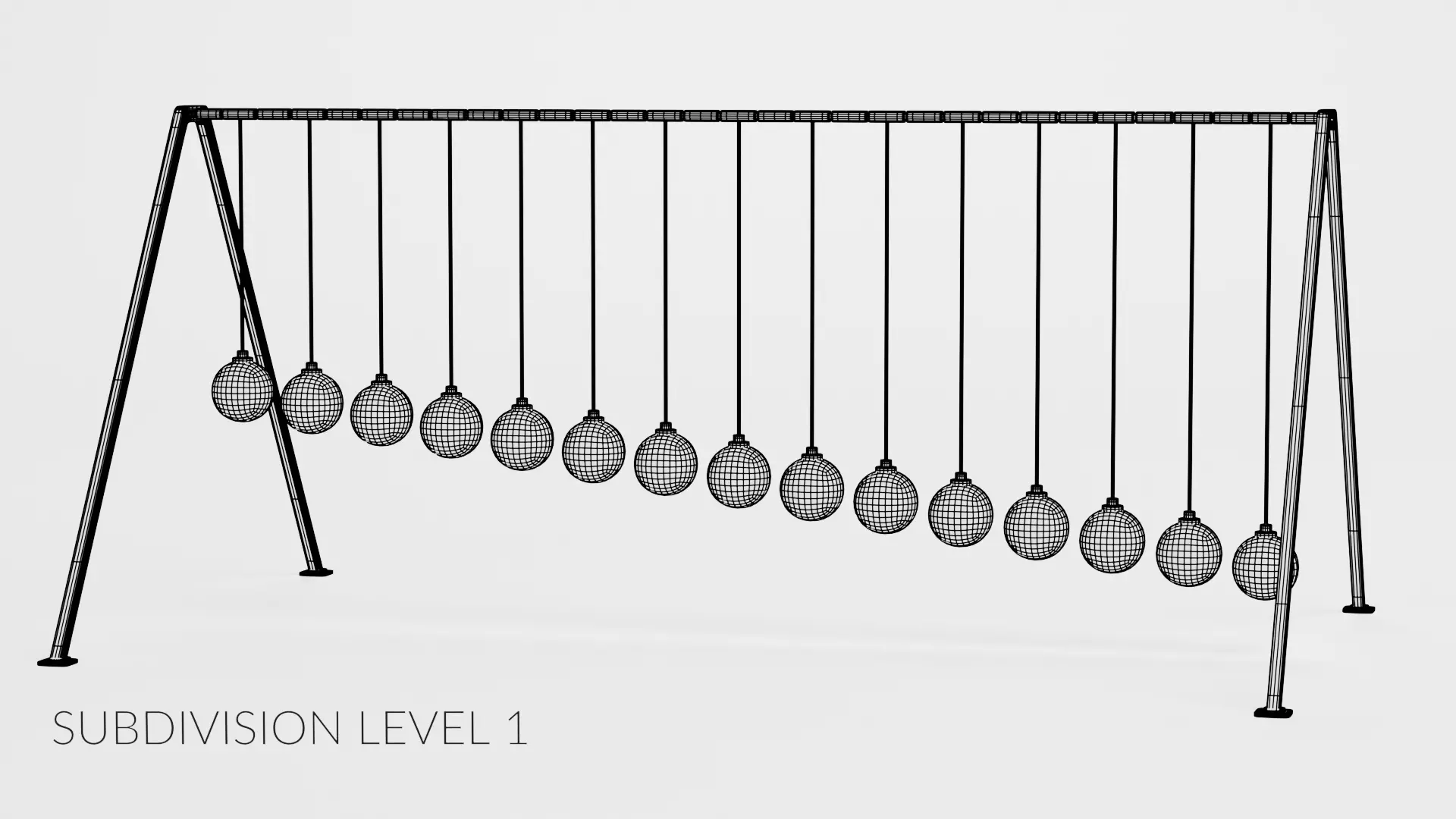 15-Ball Pendulum Waves Animated  Low-poly 3D model_10