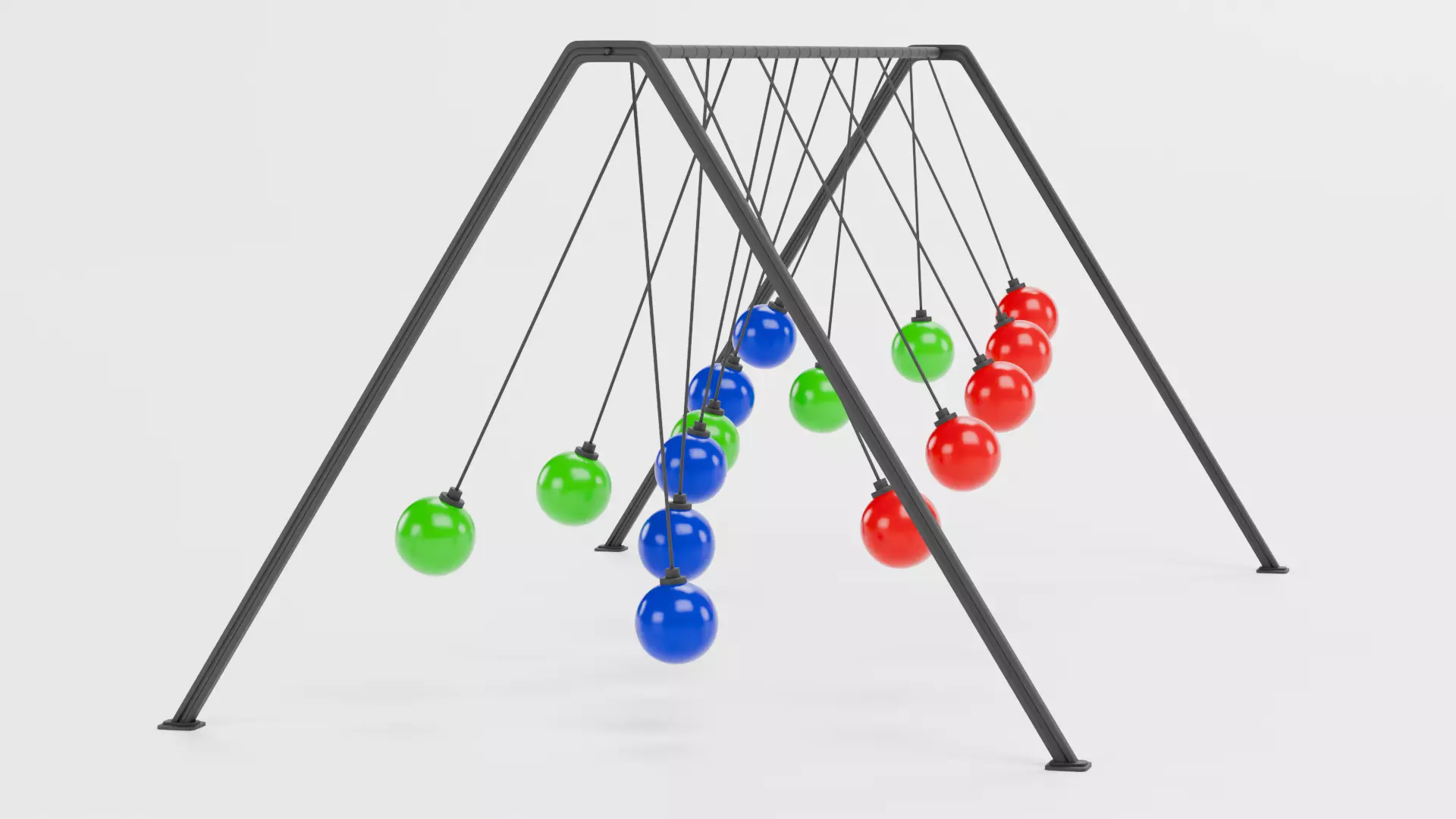 15-Ball Pendulum Waves Animated  Low-poly 3D model_4