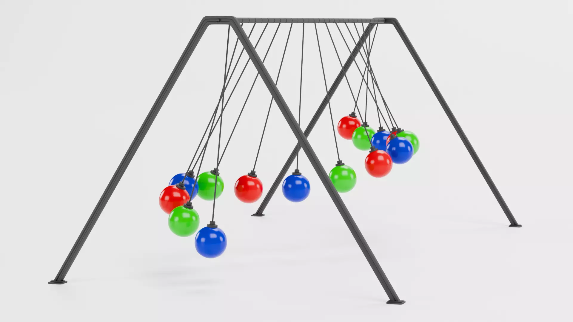 15-Ball Pendulum Waves Animated  Low-poly 3D model_3
