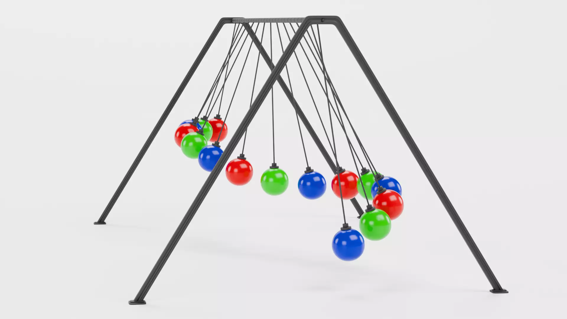 15-Ball Pendulum Waves Animated  Low-poly 3D model_0
