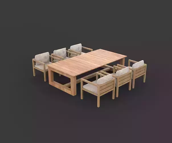 outdoor low dining set  3D model