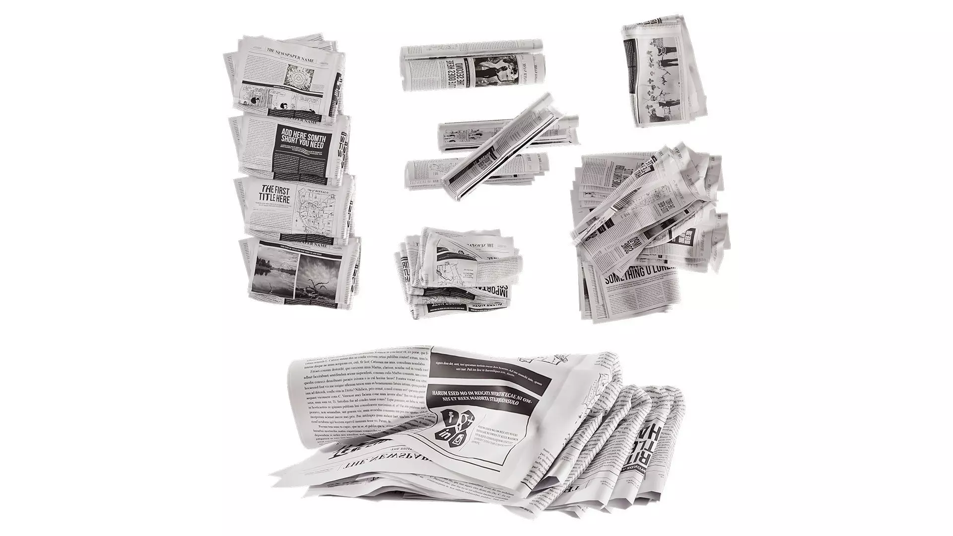 Newspaper set 3D model_8