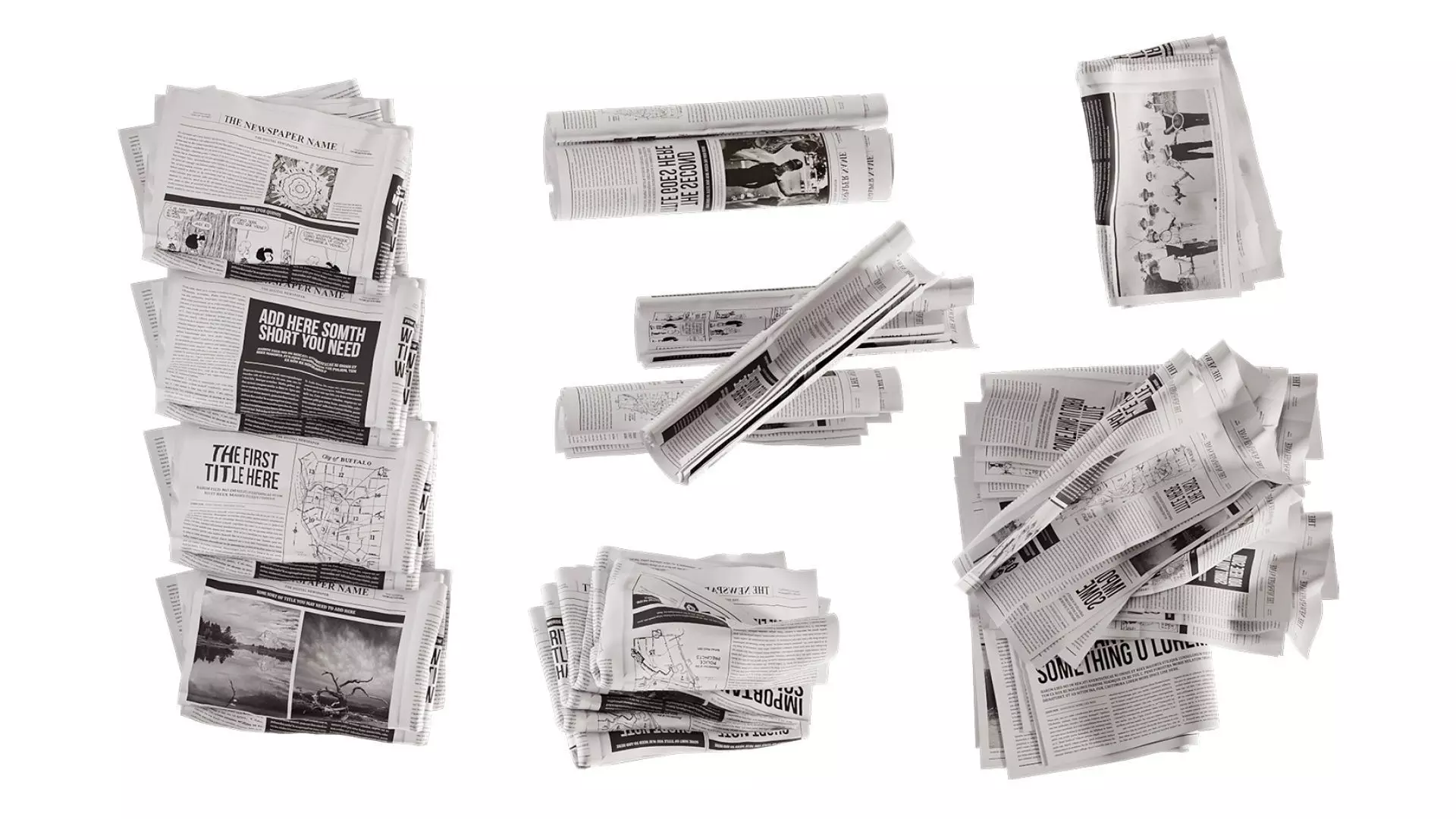 Newspaper set 3D model_6