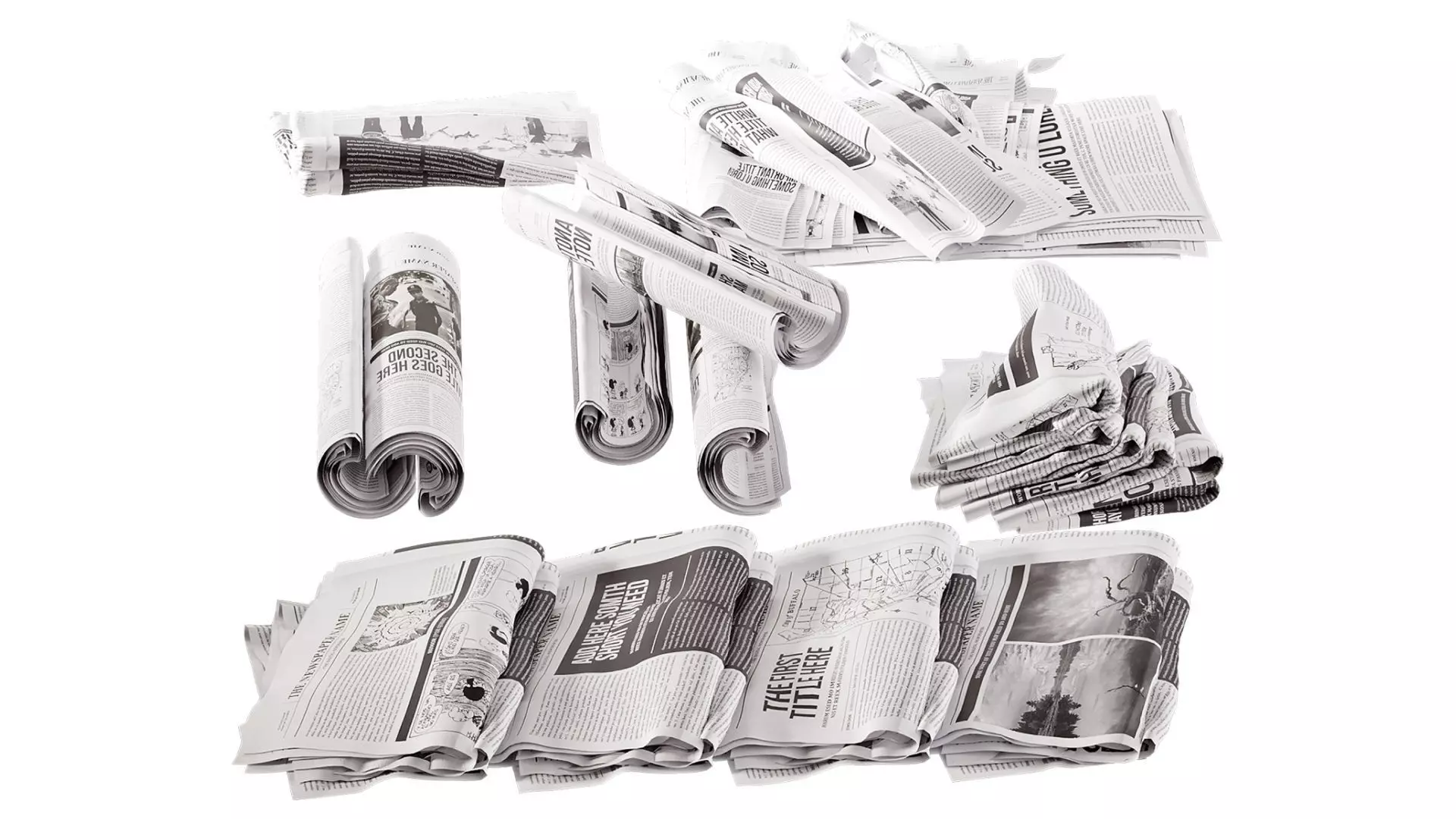 Newspaper set 3D model_7