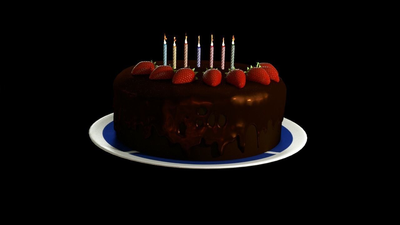 A 3D model of a Cake Happy Birthday 3D model_0