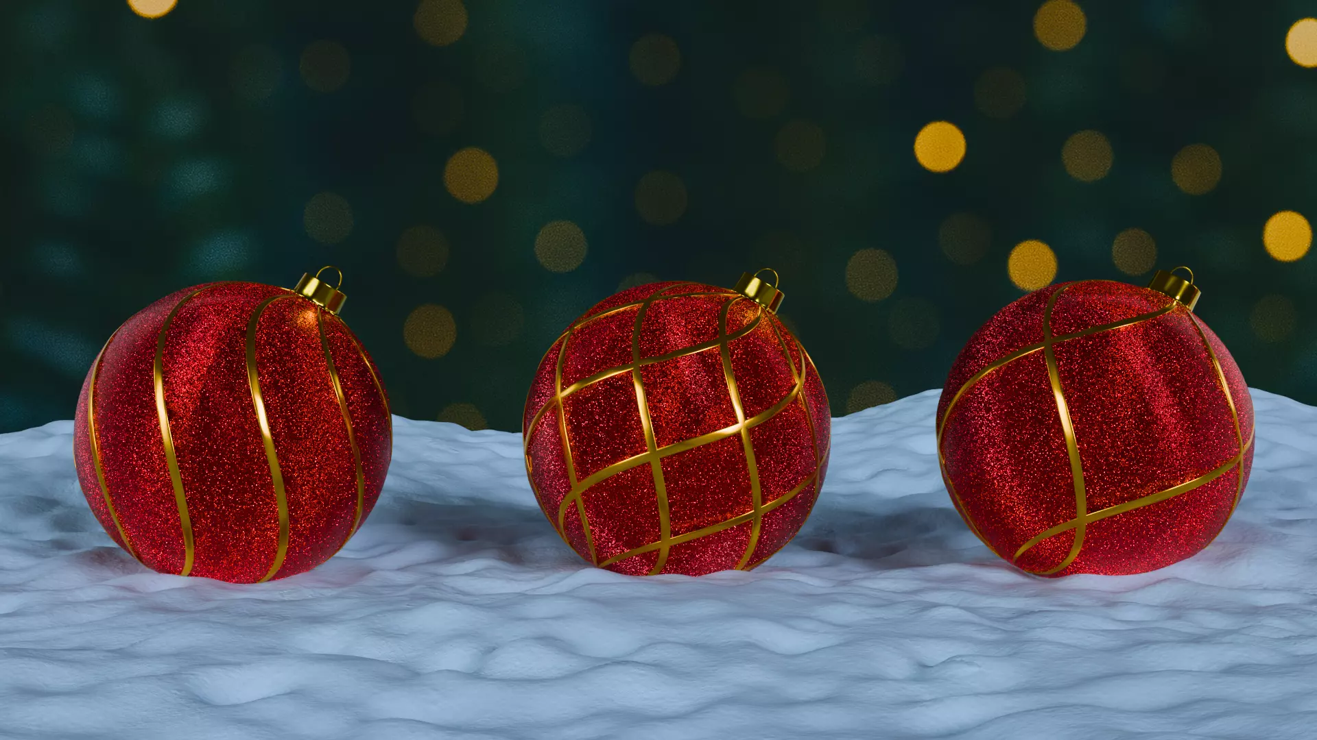 Christmas Ornaments Red BLEND STL Low-poly 3D model_6