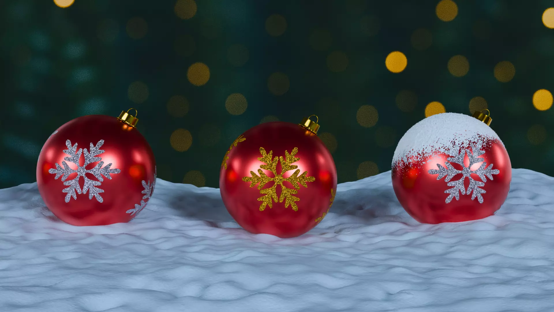 Christmas Ornaments Red BLEND STL Low-poly 3D model_9