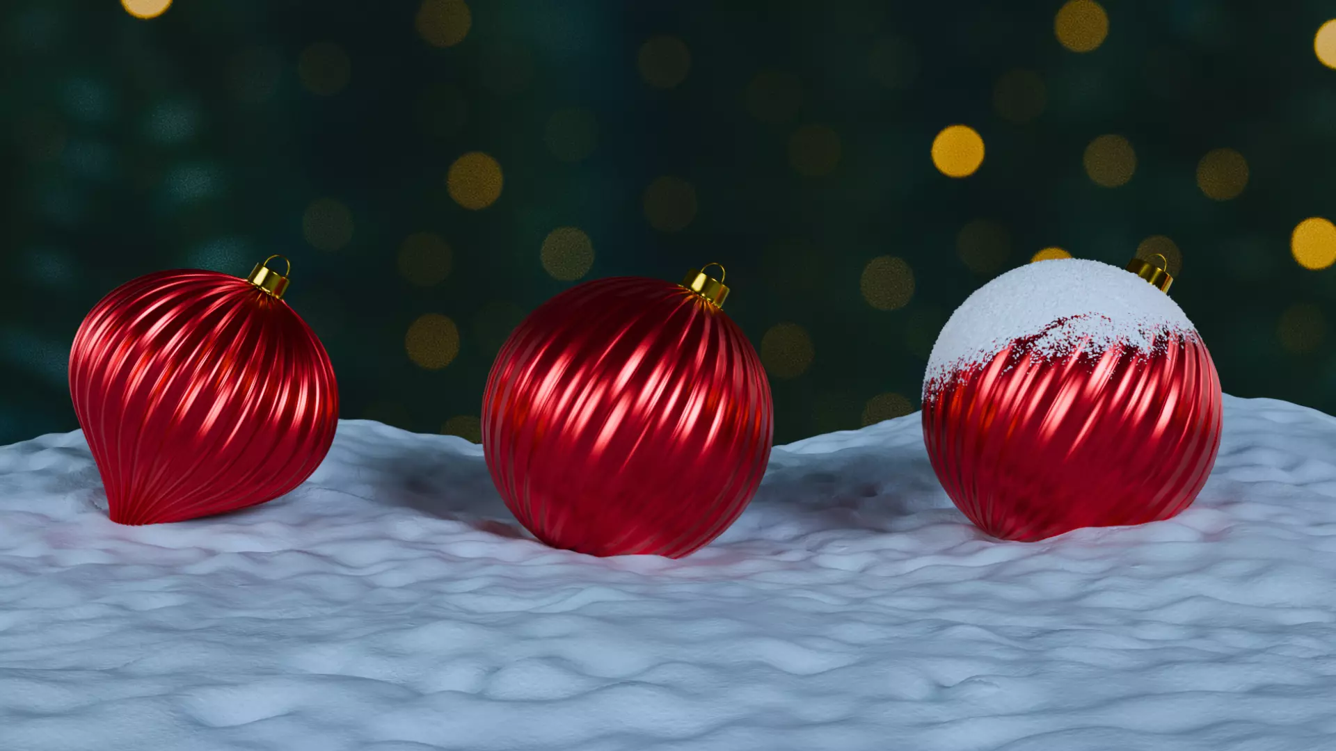 Christmas Ornaments Red BLEND STL Low-poly 3D model_7
