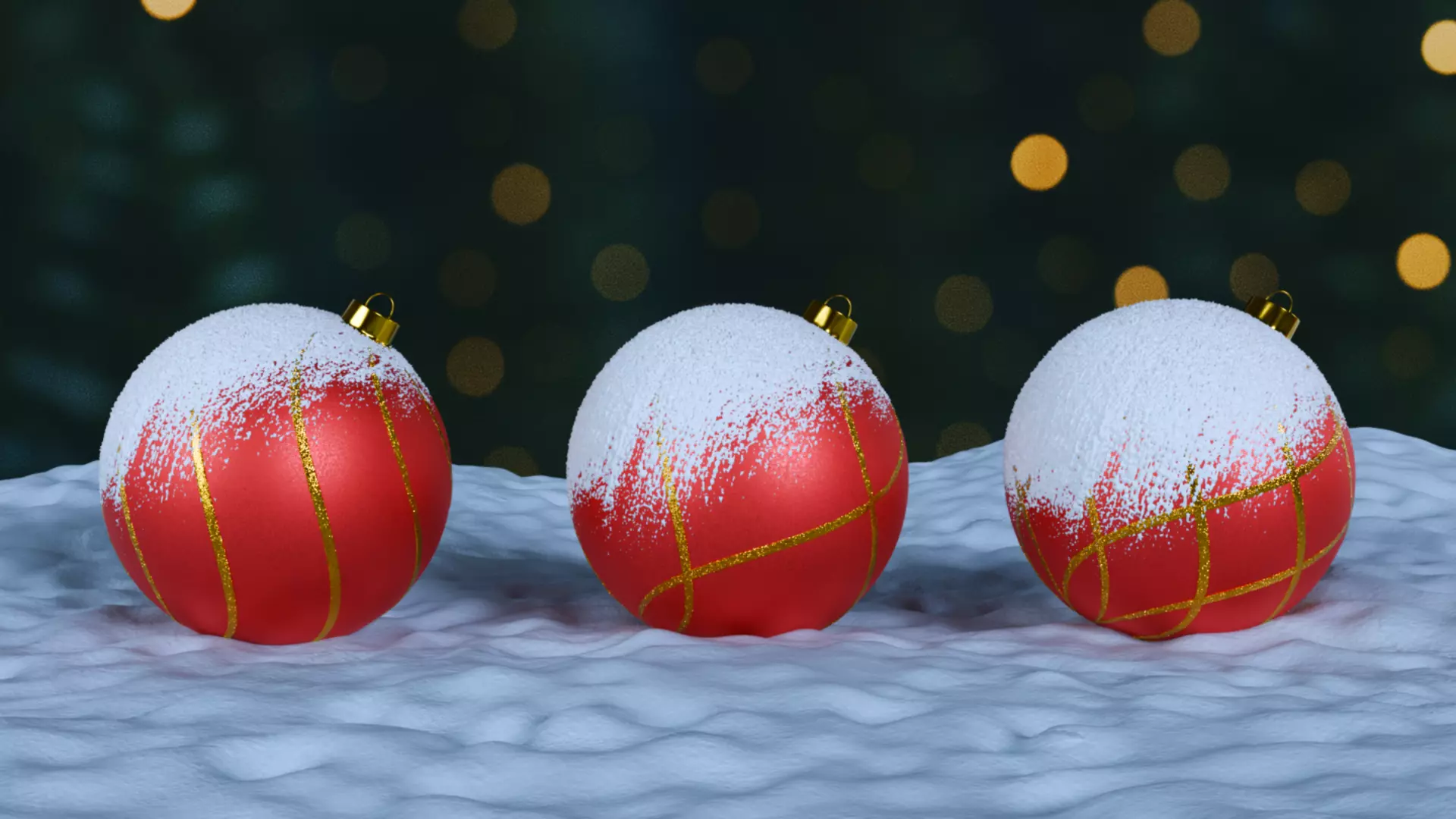 Christmas Ornaments Red BLEND STL Low-poly 3D model_5