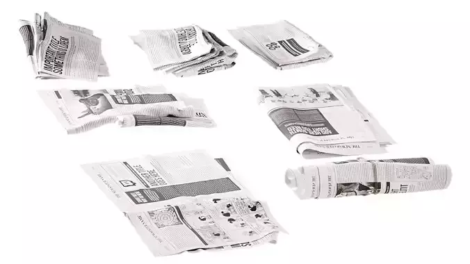 Newspaper set 3D model Newspaper set 3D model