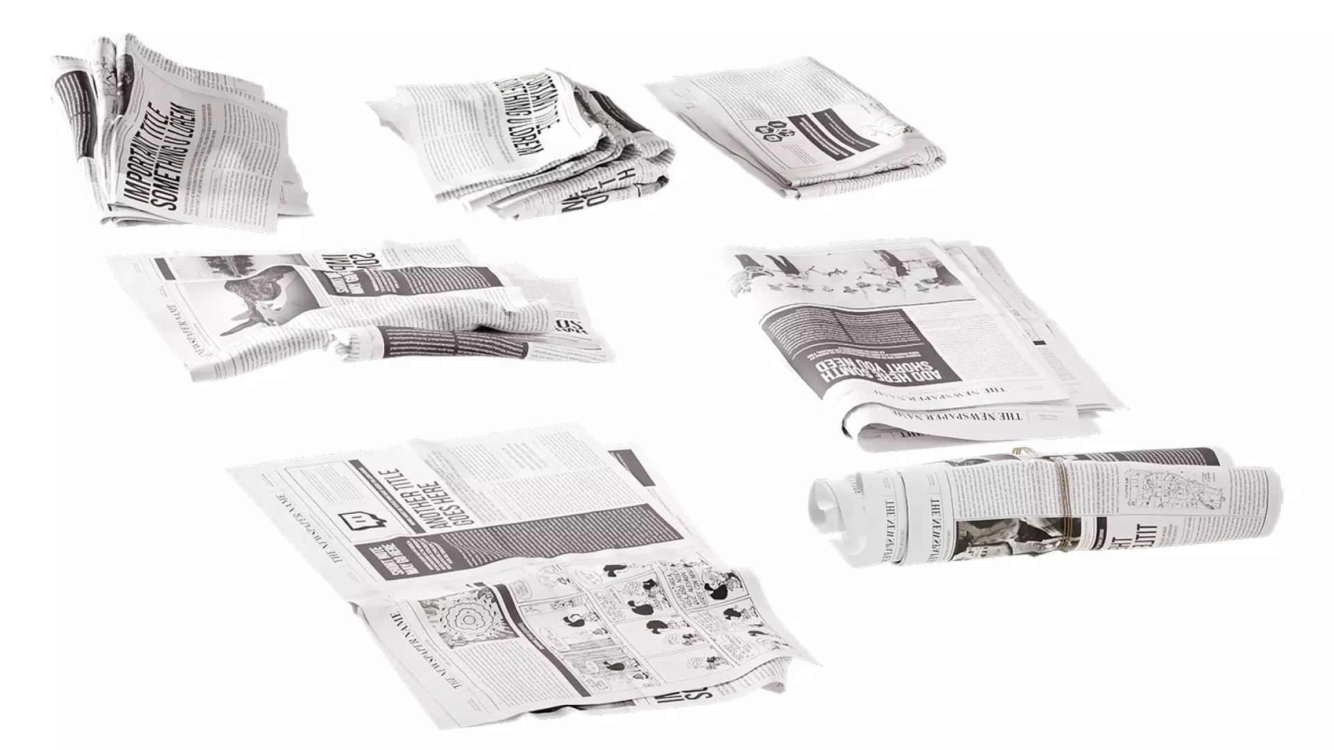 Newspaper set 3D model_11